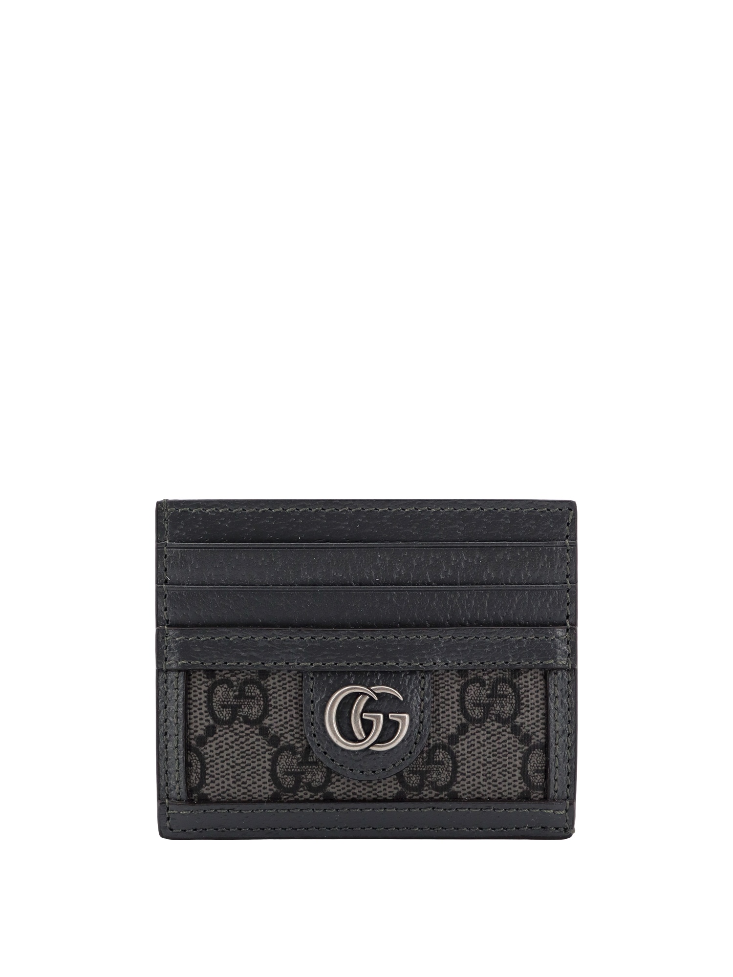 Gg Supreme Fabric Card Holder Grey/black