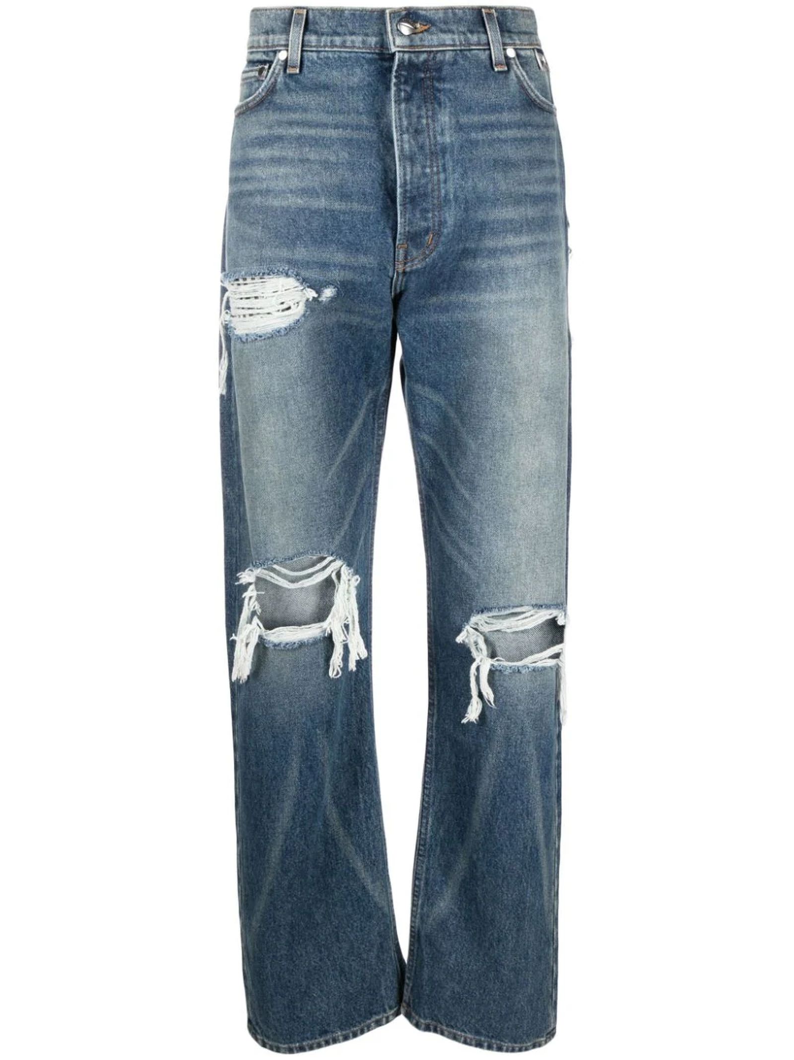 Boxer Distressed Straight-leg Jeans