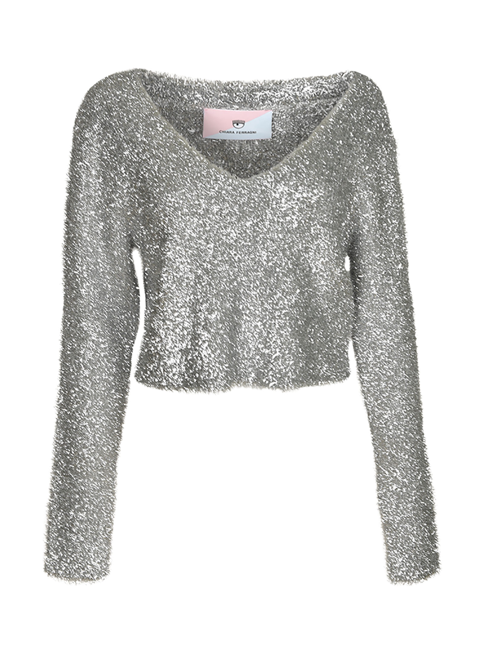 Glittery V-neck Cropped Jumper