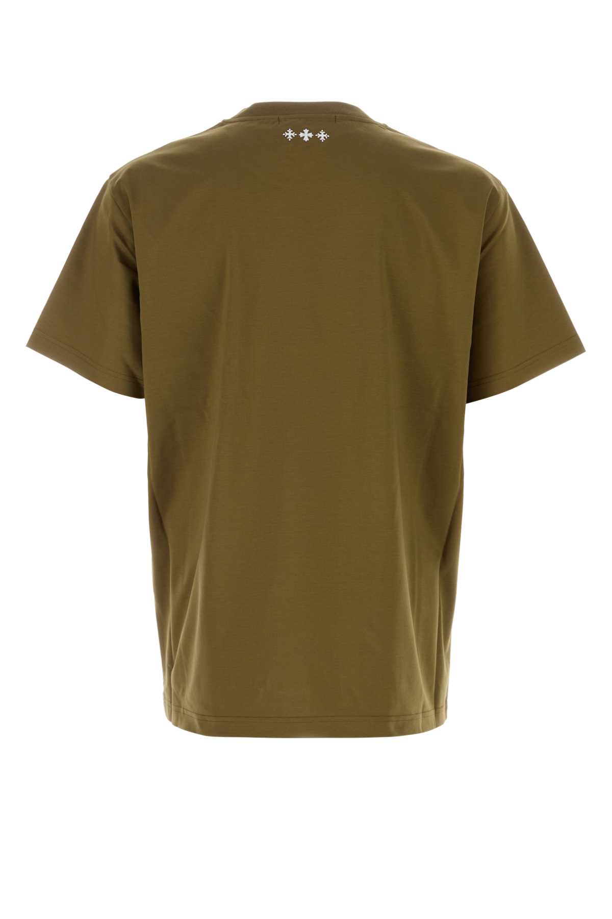 Tatras Crew Neck Embroidered Design Short Sleeves T-shirt In Khaki
