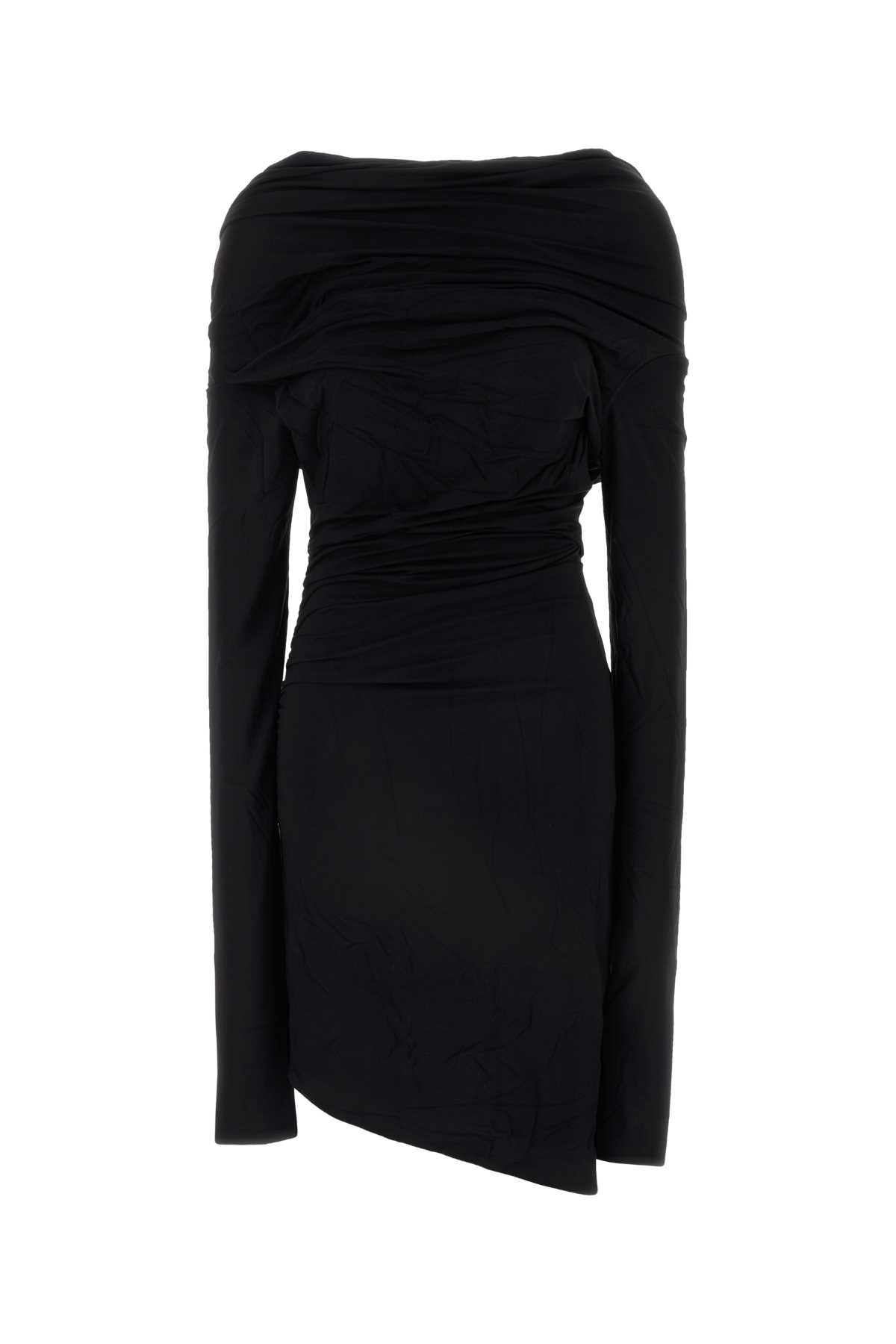 Black Stretch Viscose Bound Mini Dress