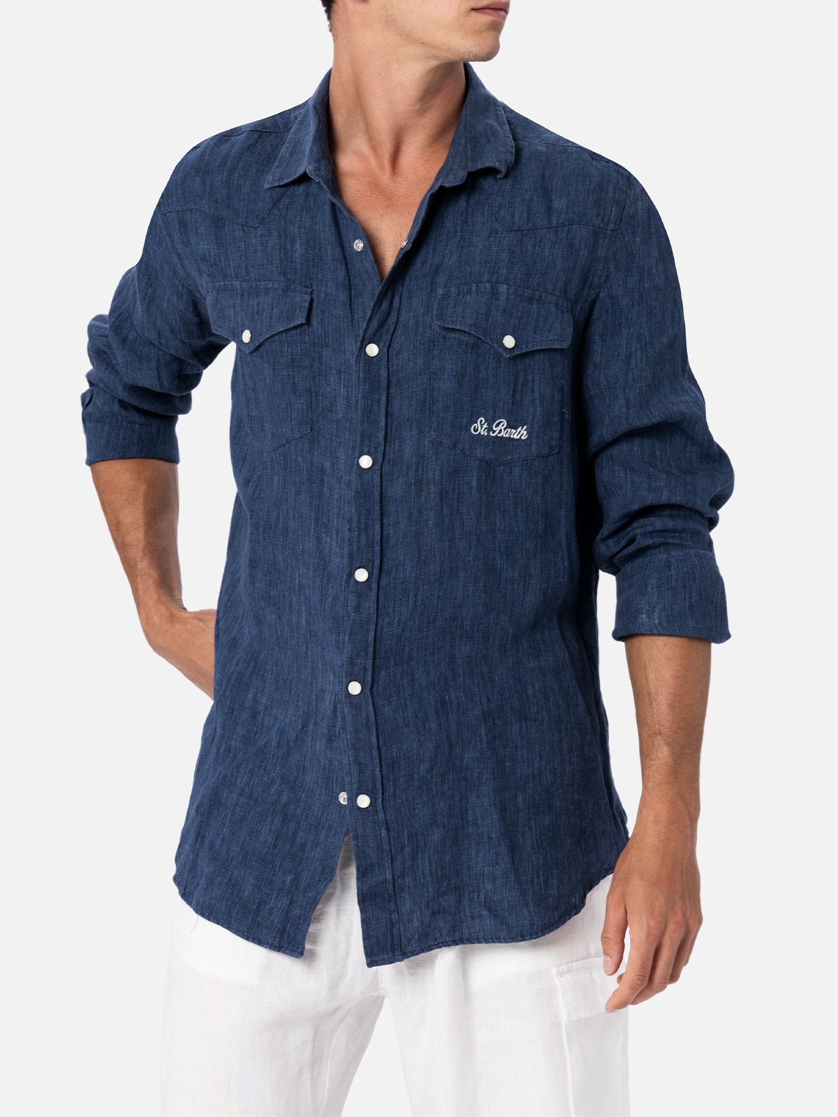 Man Linen Denim Delave Shirt Greg