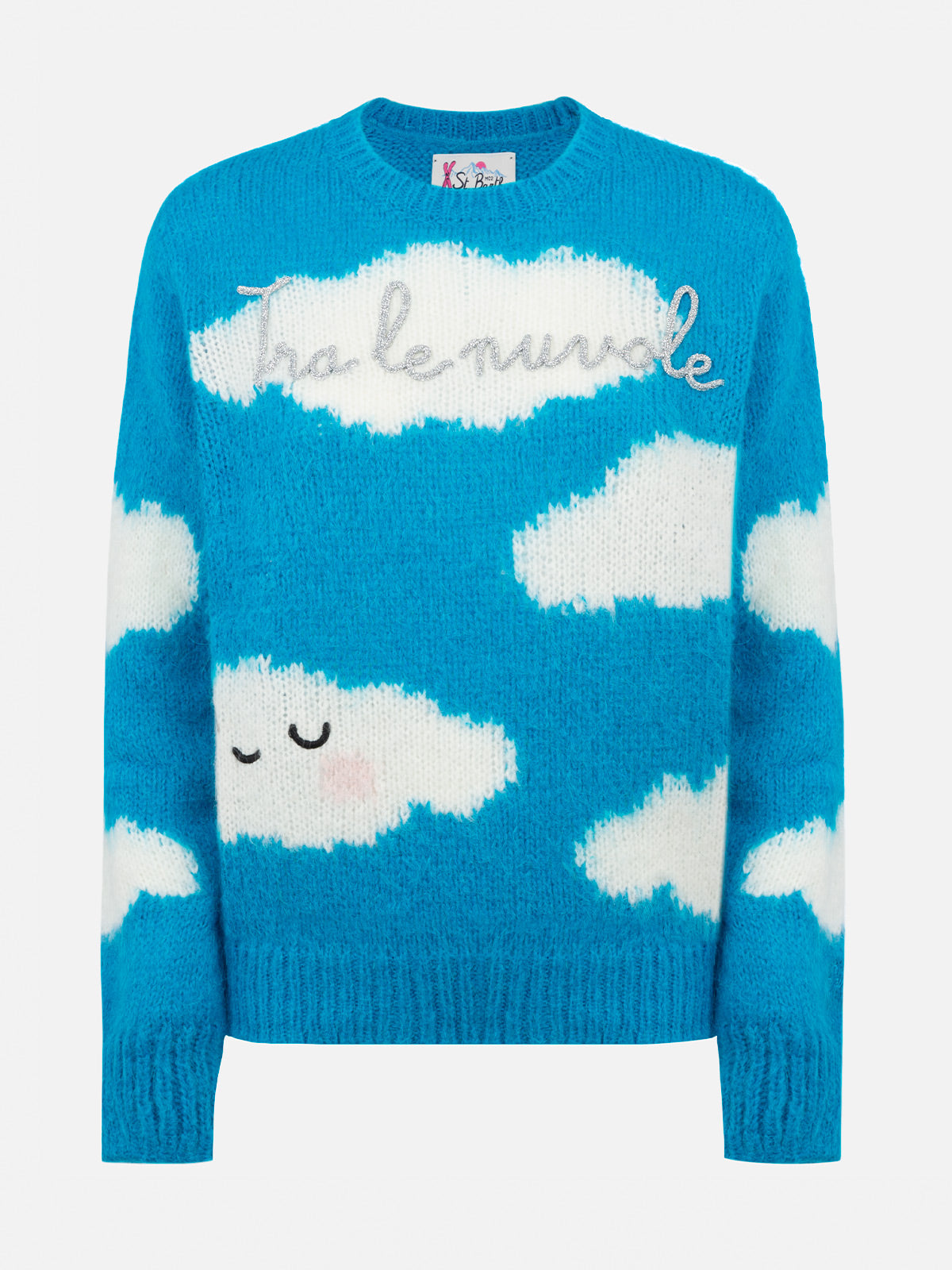 Mc2 Saint Barth Woman Alpaca Blend Sweater Queen With Tra Le Nuvole Embroidery