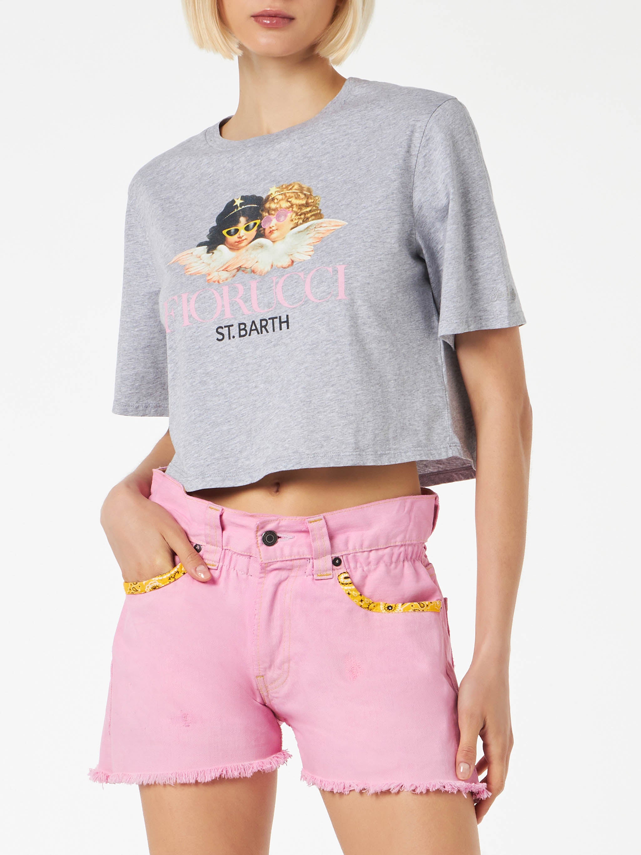 Woman Crop T-shirt With Fiorucci Angel Print Fiorucci Special Edition