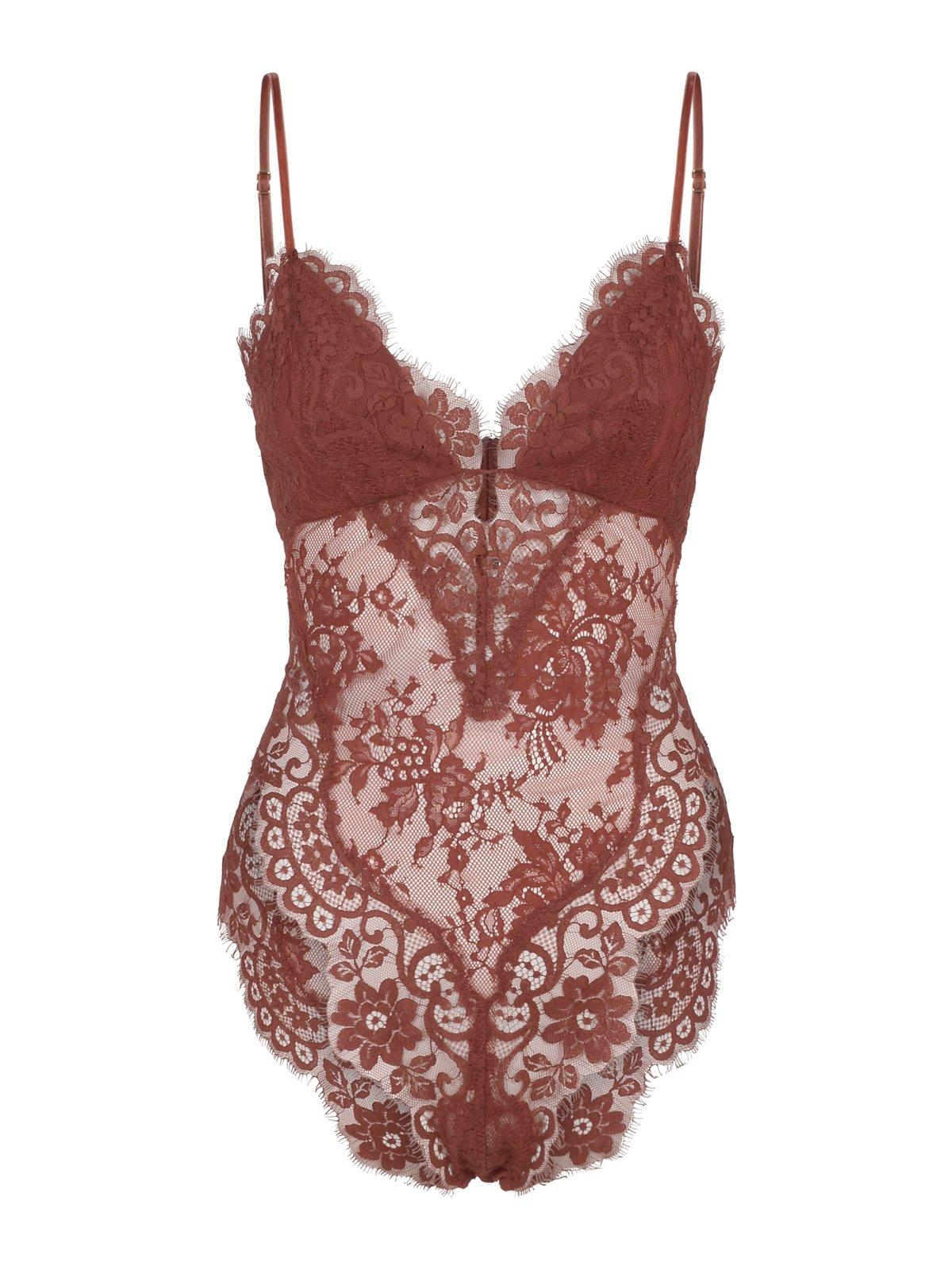 Illustration Semi-sheer Lace Bodysuit