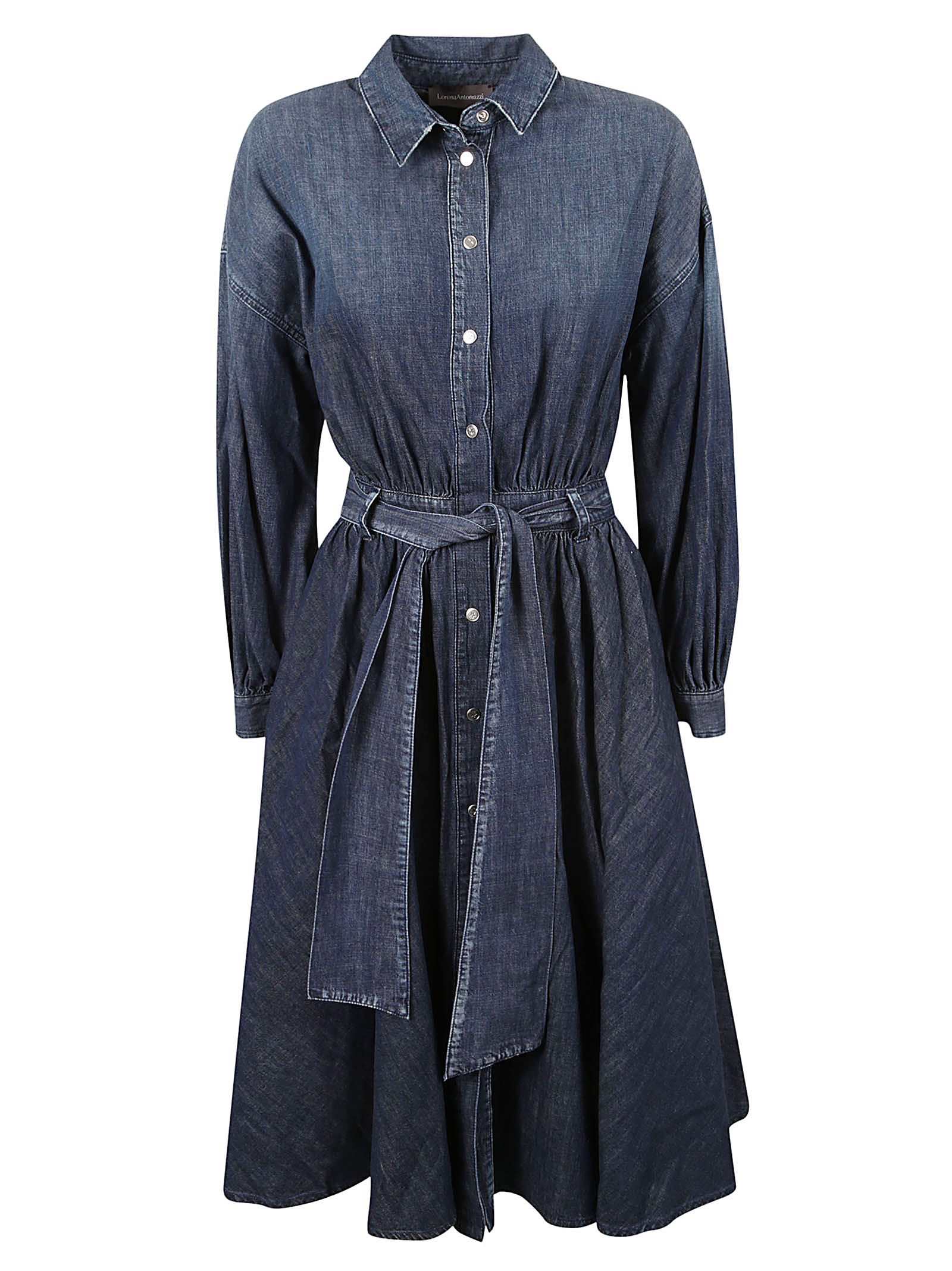 Belted Denim Long Dress