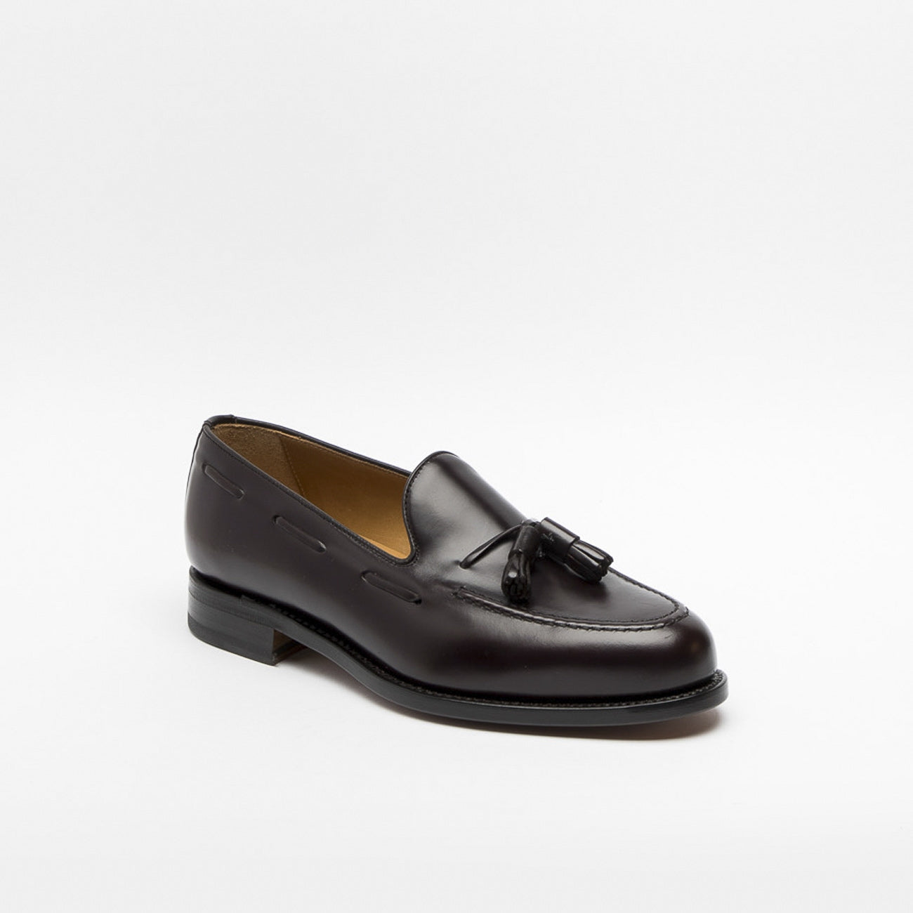 Dark Brown Polished Leather Tassel Loafer