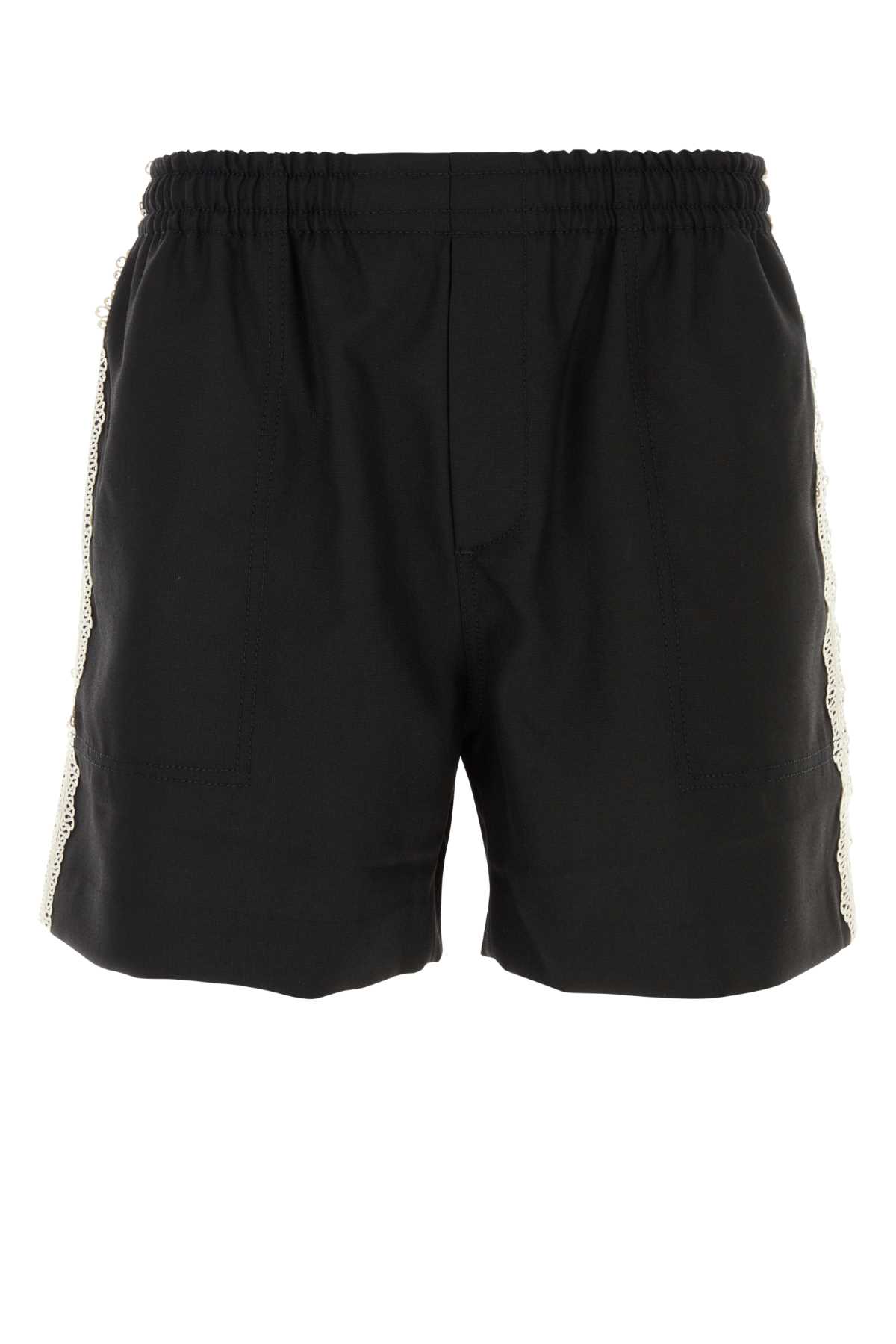 Black Wool Bermuda Shorts