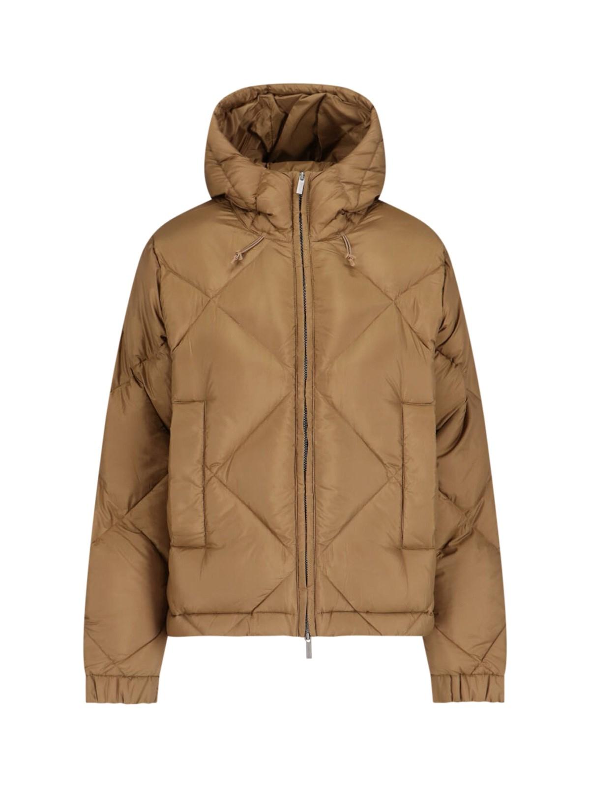 K-way Quill Super Light Hooded Down Jacket In Brown Corda