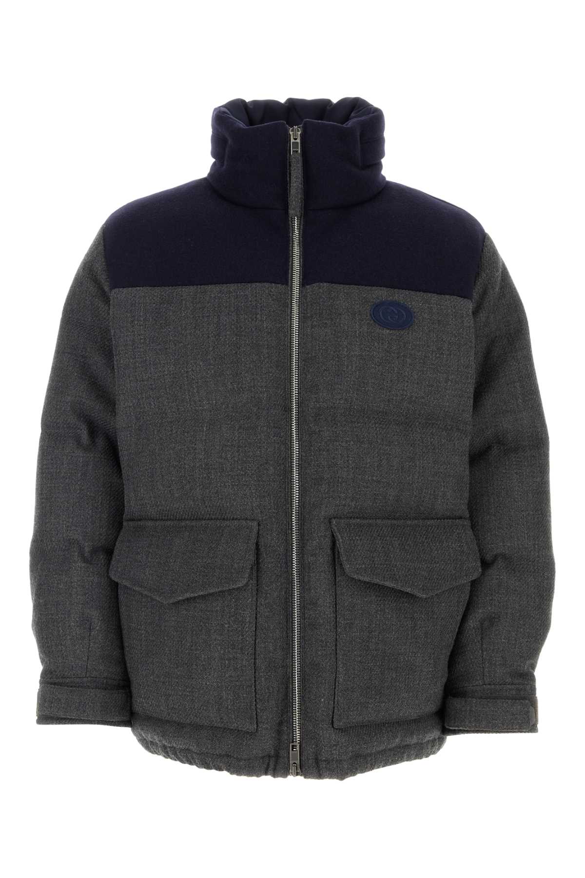 Dark Grey Wool Blend Down Jacket