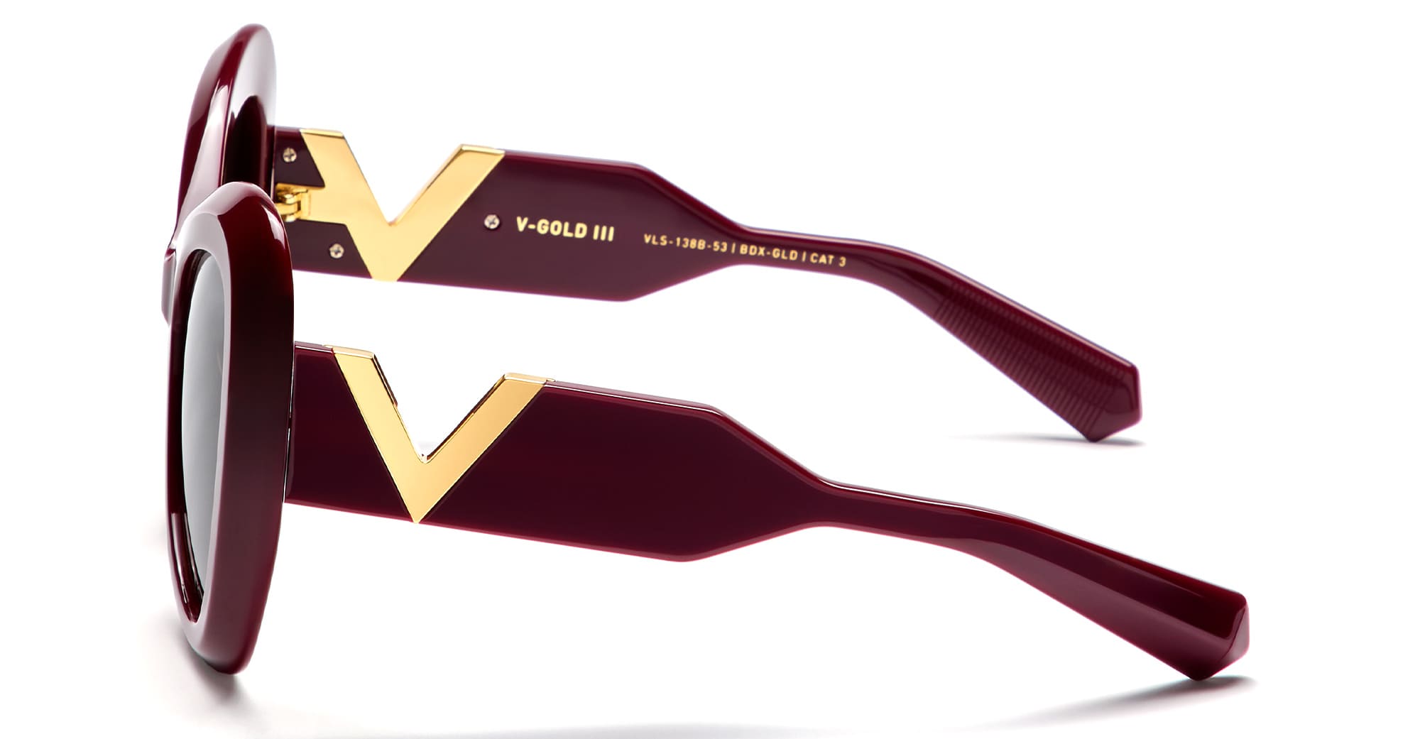 Valentino V Gold Iii Sunglasses In Burgundy