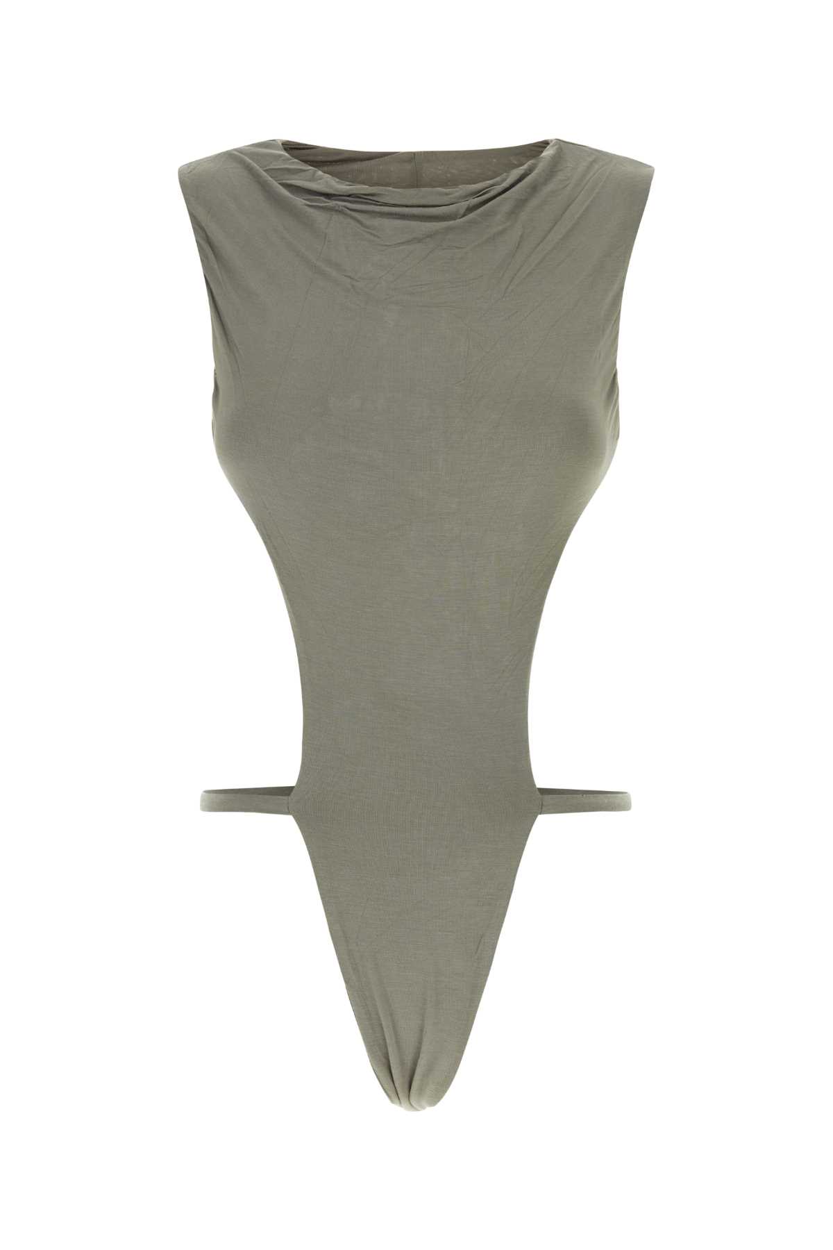 Dark Grey Stretch Viscose Valve Bodysuit