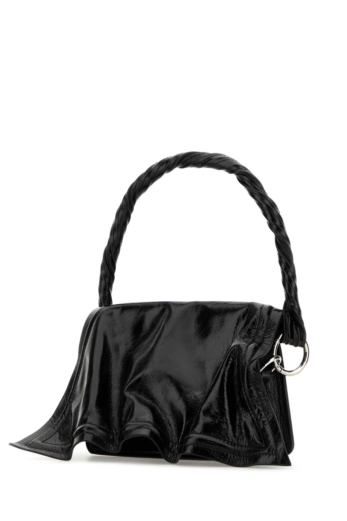 Y/project Black Leather Handbag In Shinyblack