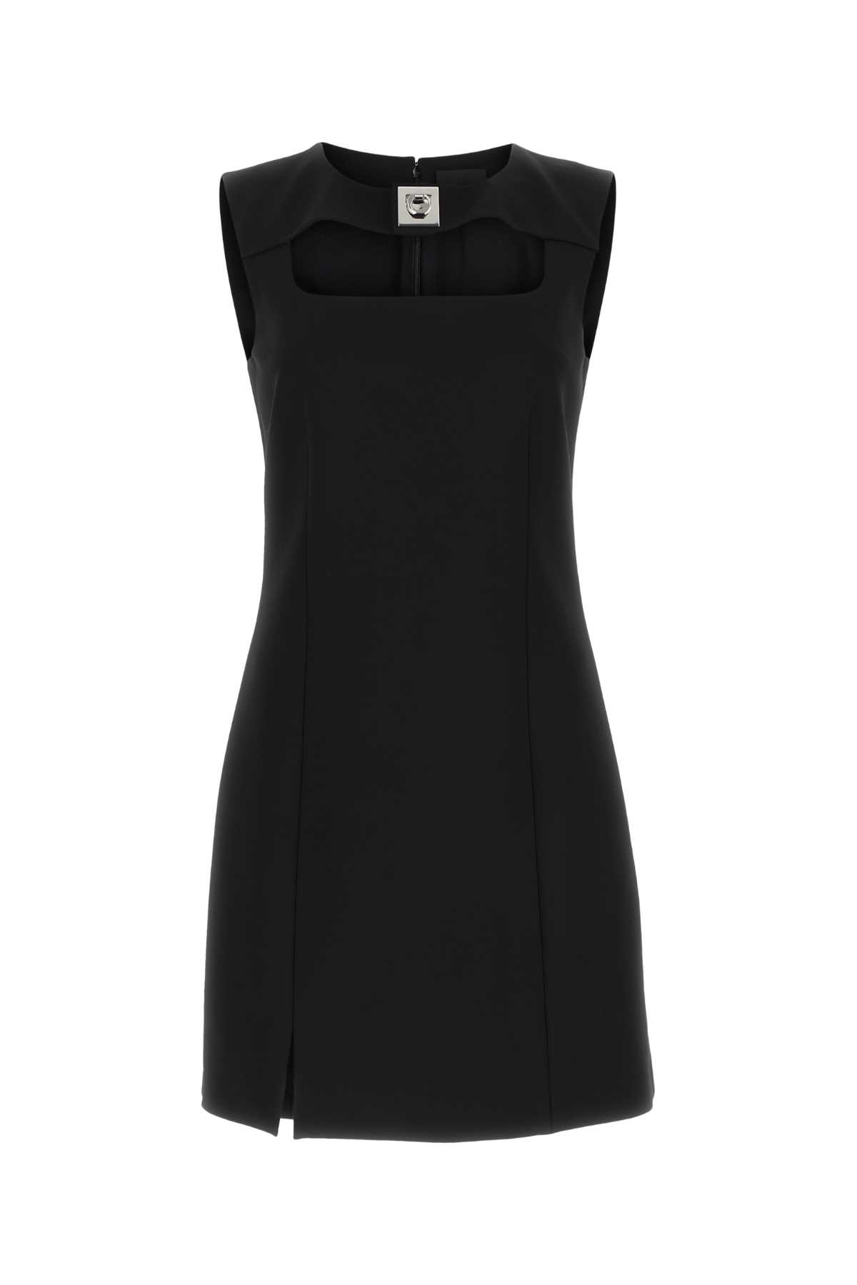 Black Stretch Viscose Blend Mini Dress