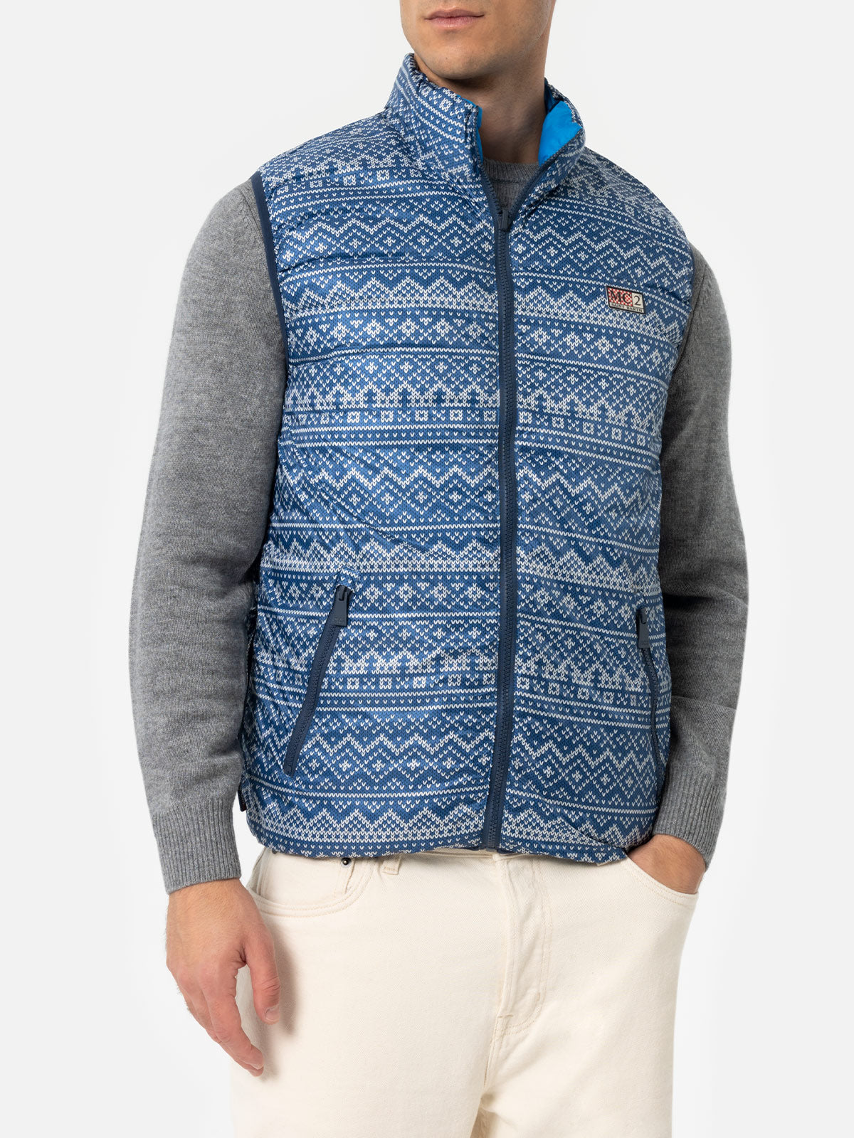Mc2 Saint Barth Man Bluette Padded Vest Aspen In Blue