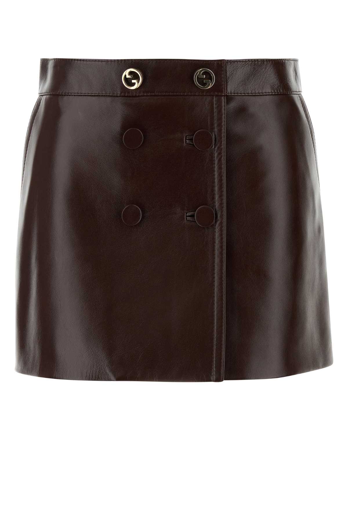 Burgundy Leather Mini Skirt