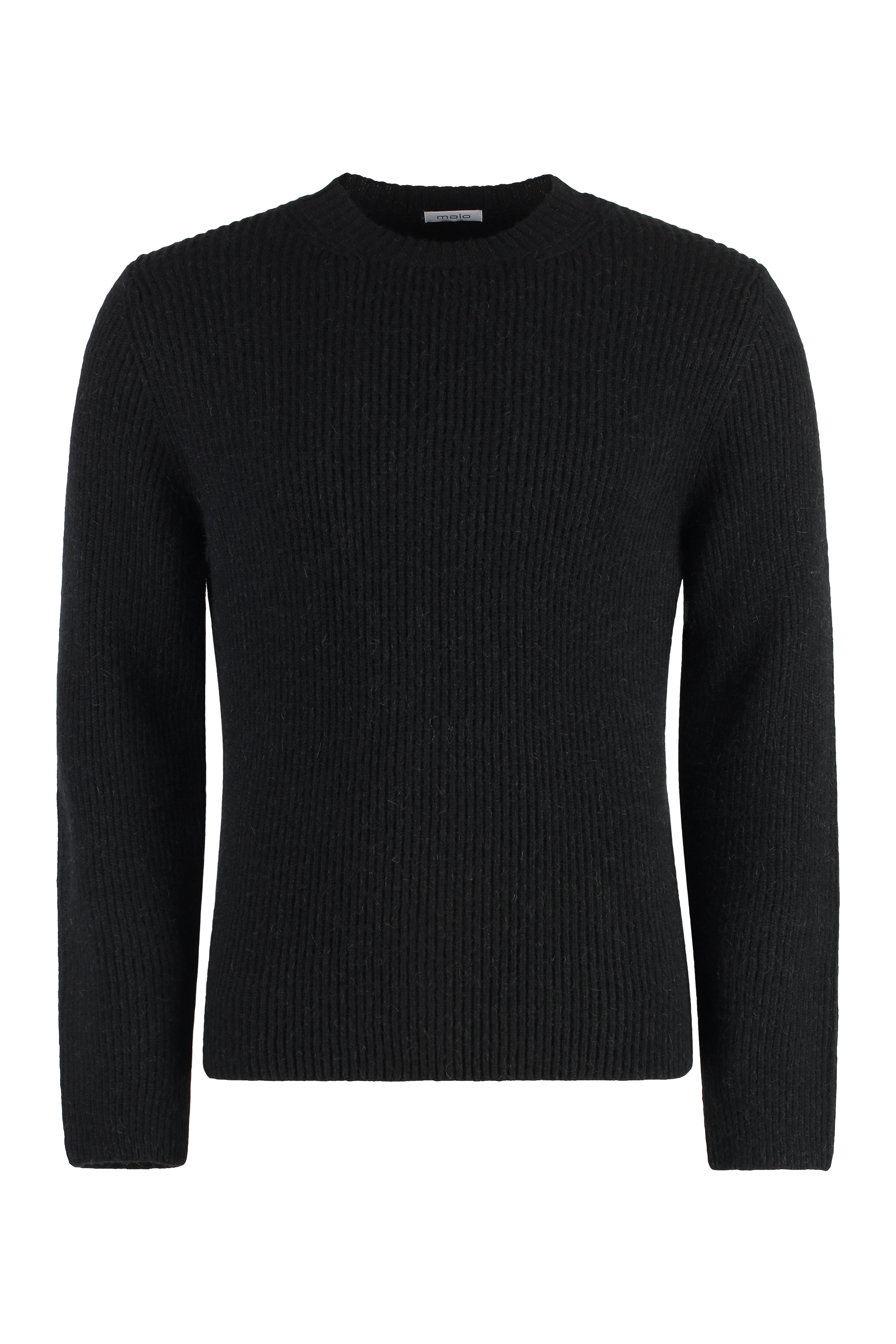 Malo Crew-neck Camel Sweater In Black