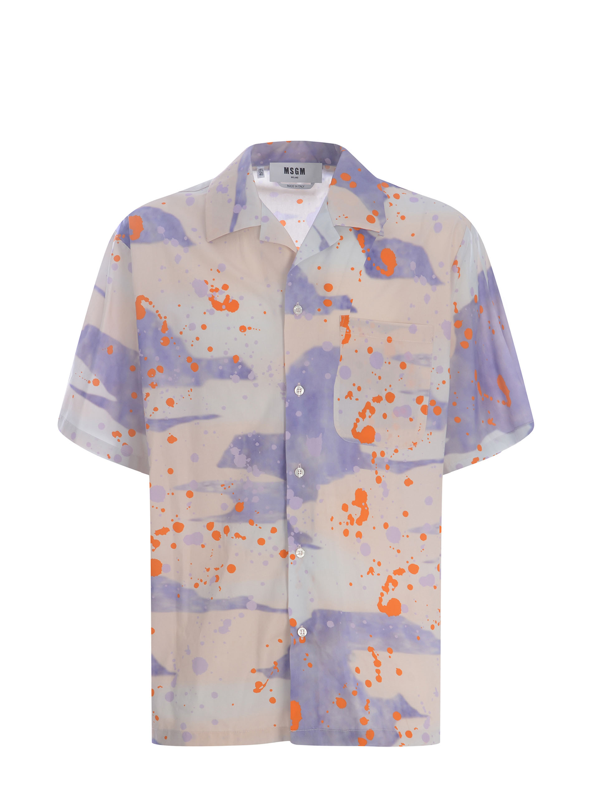 Shirt Msgm dripping Camo Made Of Cotton