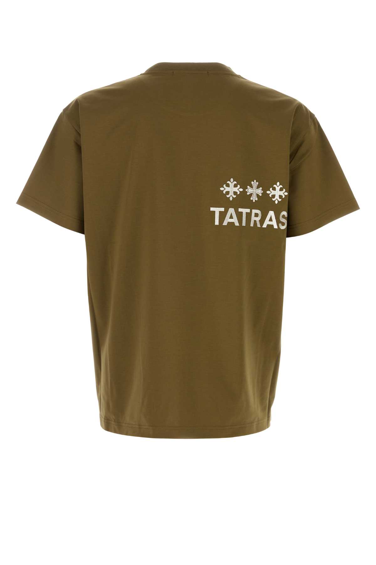 Tatras Crew Neck Embroidered Design Short Sleeves T-shirt In Khaki