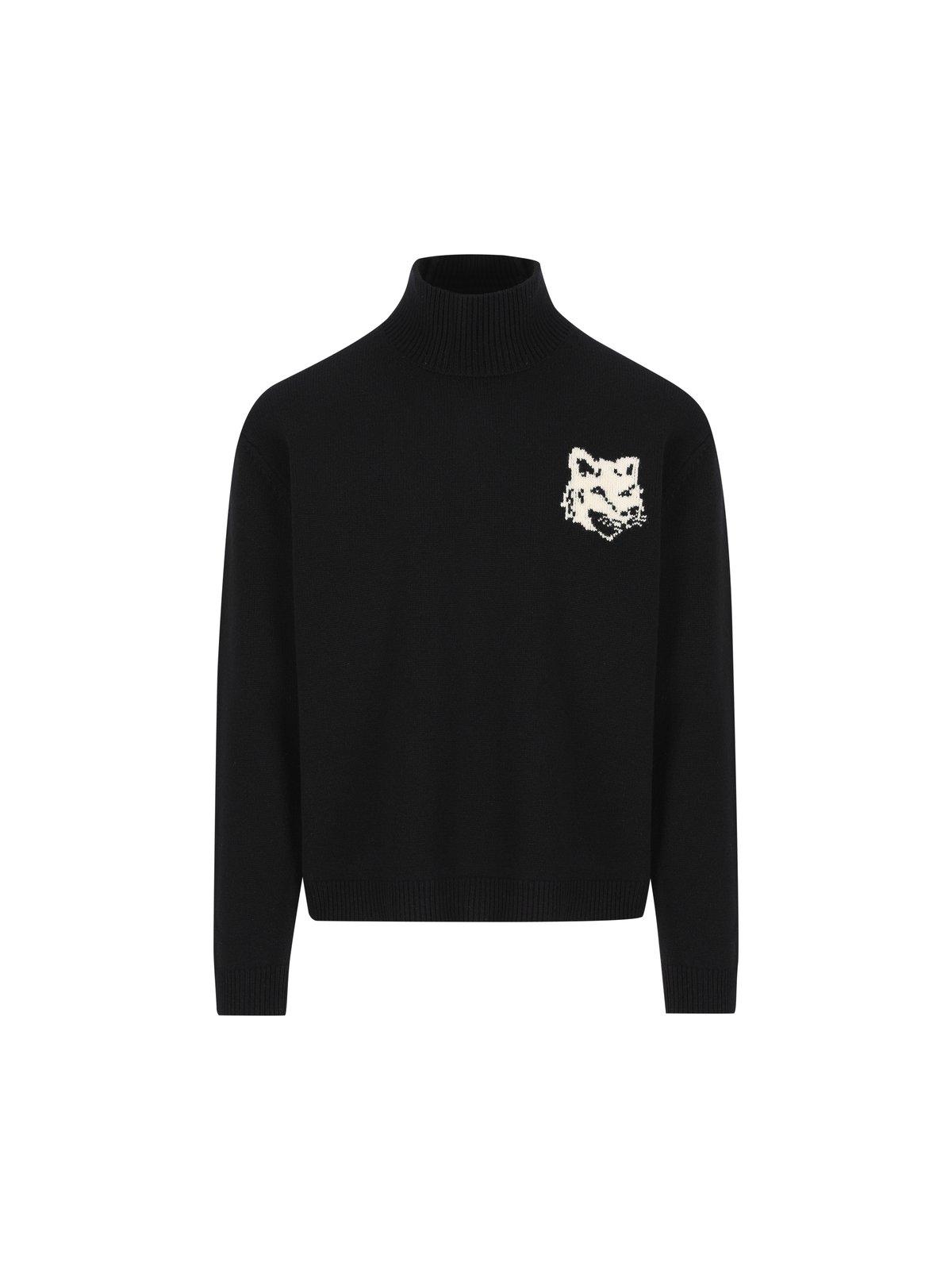 Maison Kitsuné Fox Head Intarsia-knit Turtleneck Jumper