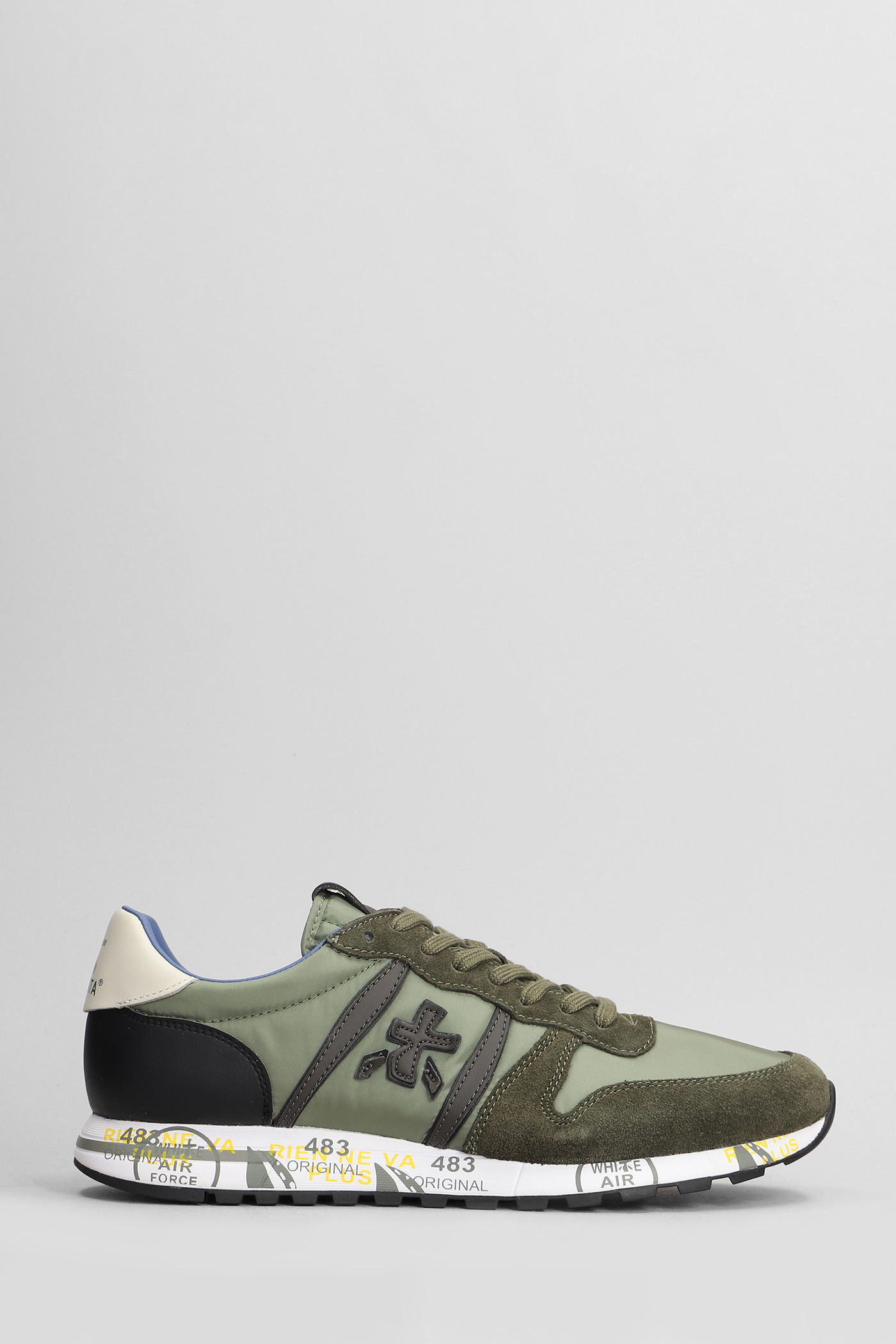 Eric Sneakers In Green Suede And Fabric