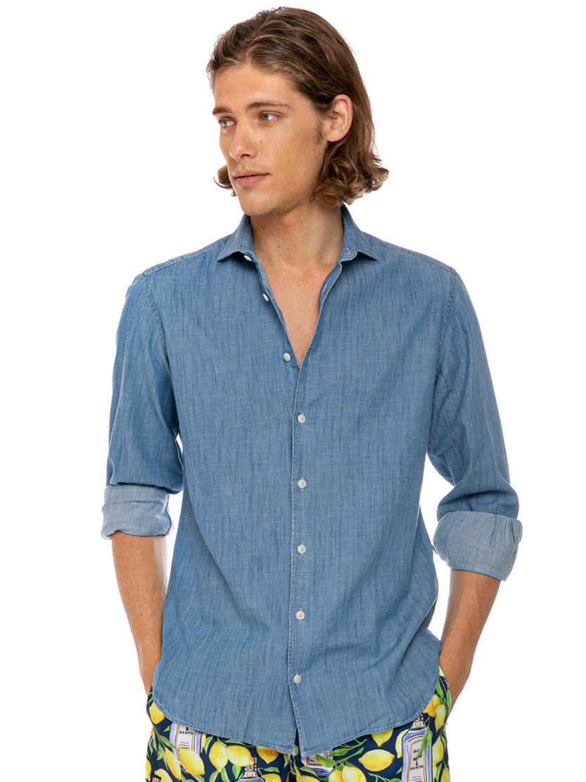 Man Blue Denim Cotton Pamplona Shirt