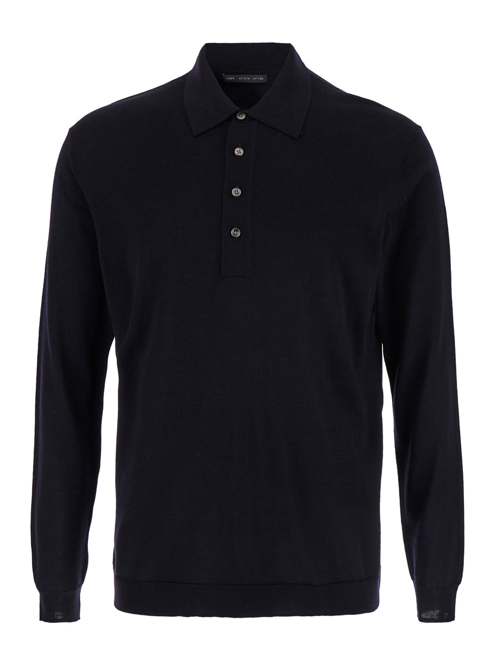 Blue Polo Shirt With Long Sleeve In Virgin Wool Man