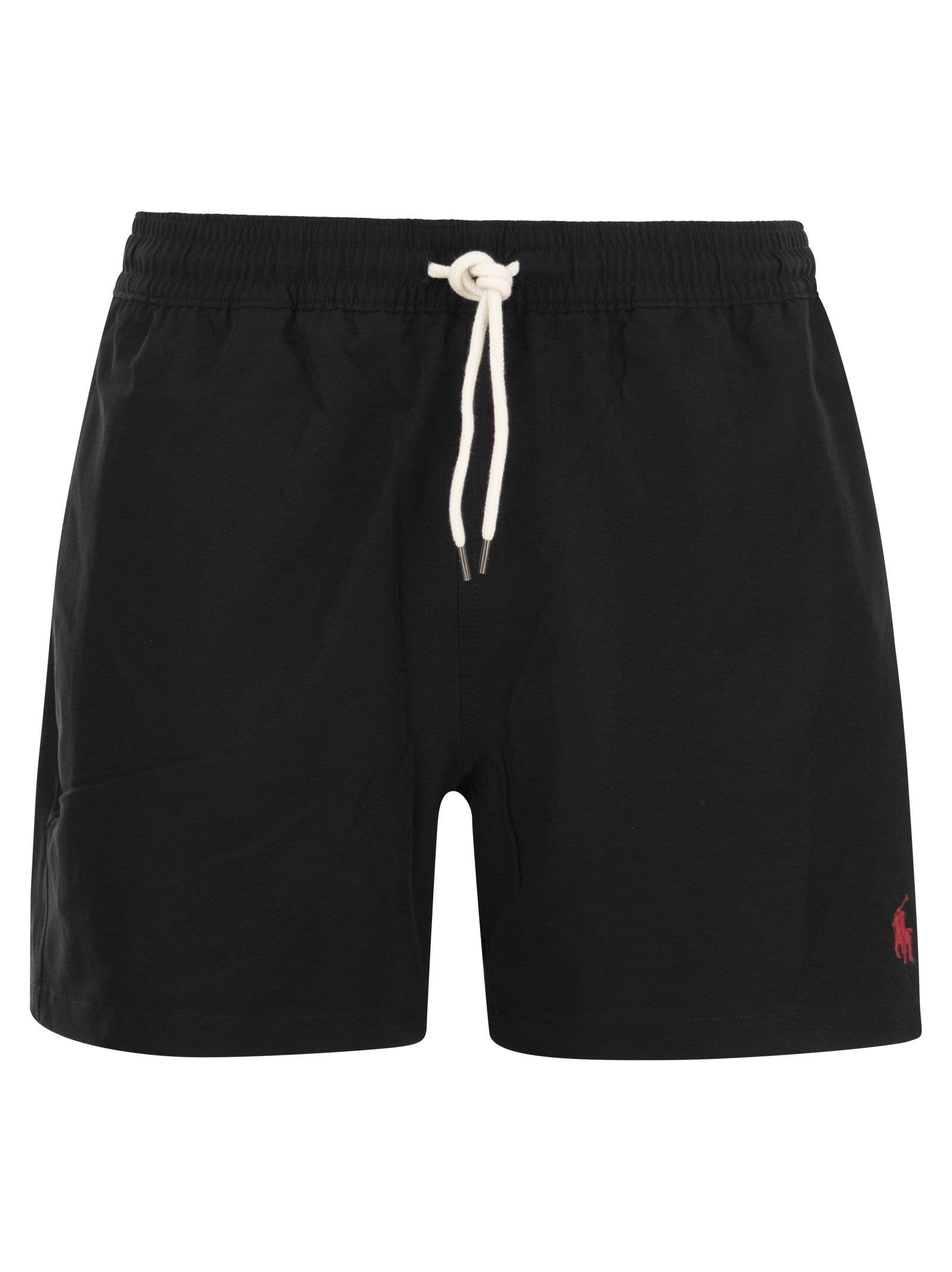 Swim Trunks With Embroidered Logo And Logo Patch