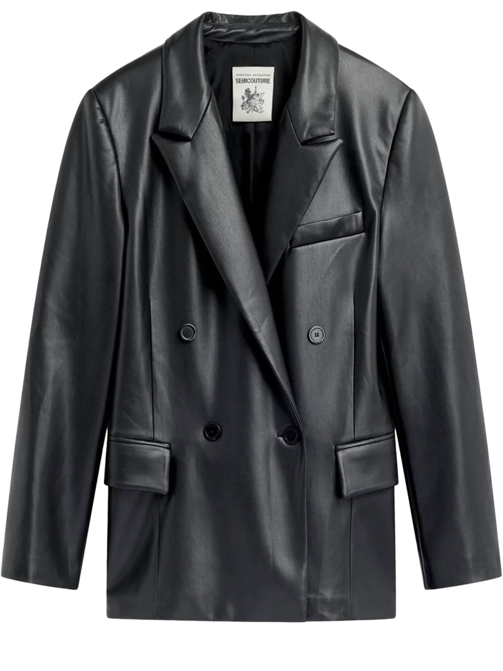 Eco-leather Double-breasted Jacket