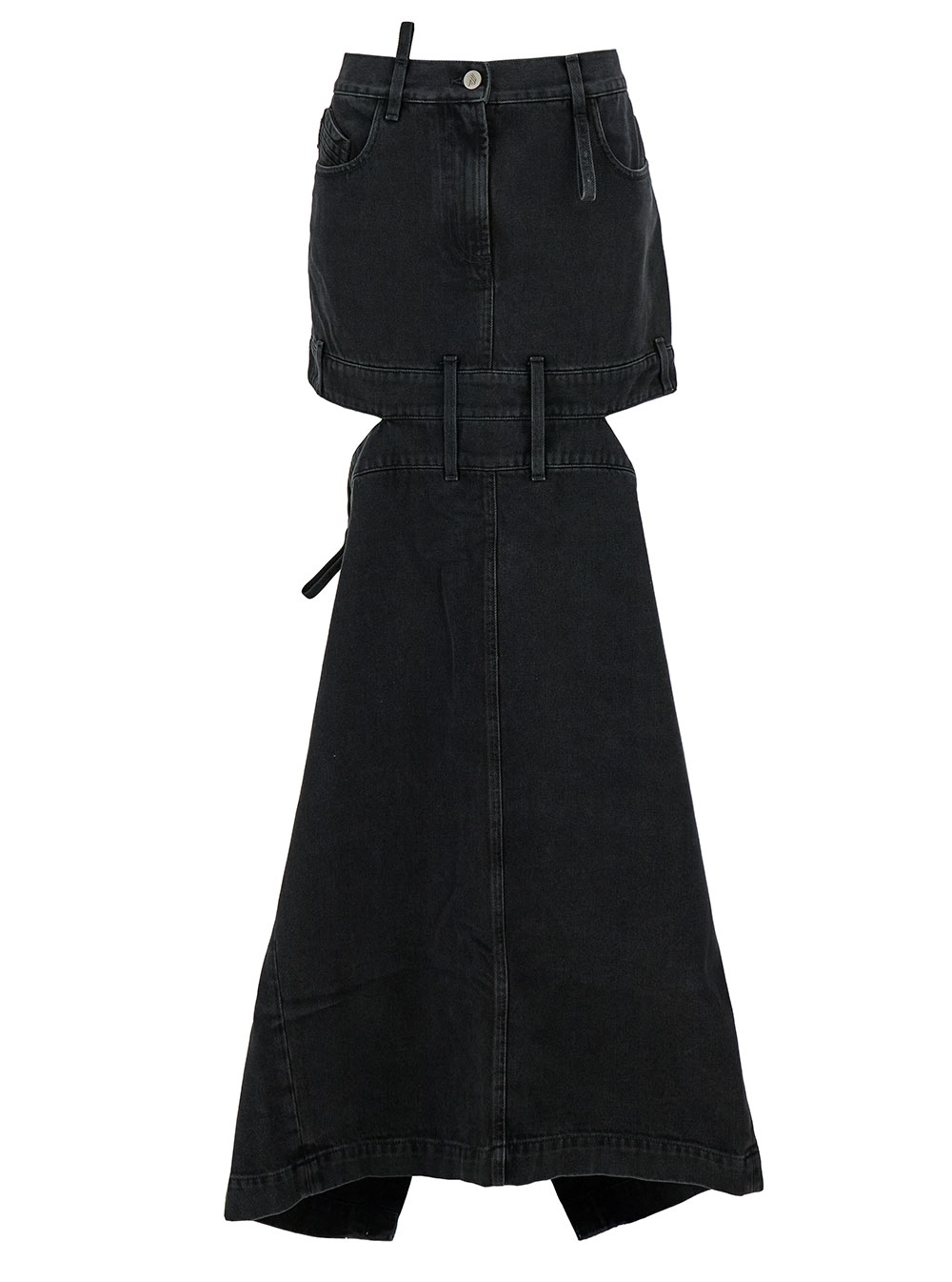 Midi Skirt With Maxi Cut-out In Denim