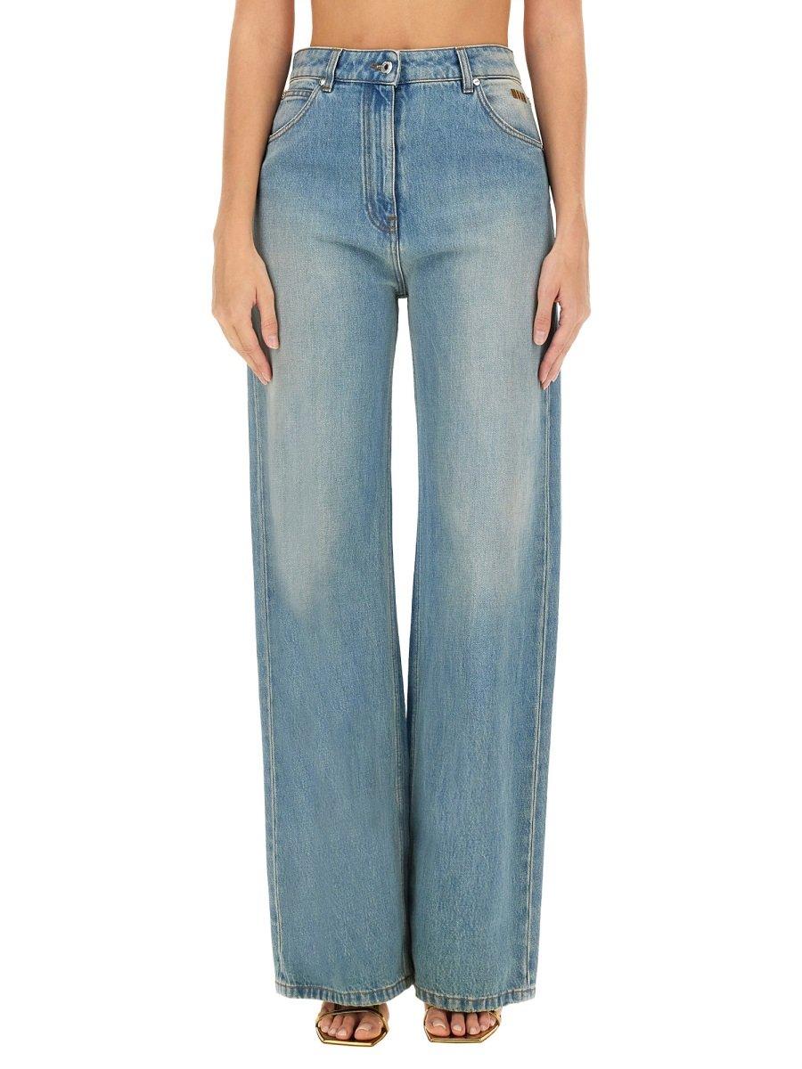 Pre-washed Wide Leg Denim Pants