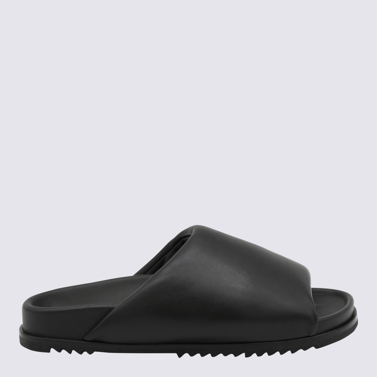 Black Leather Flats