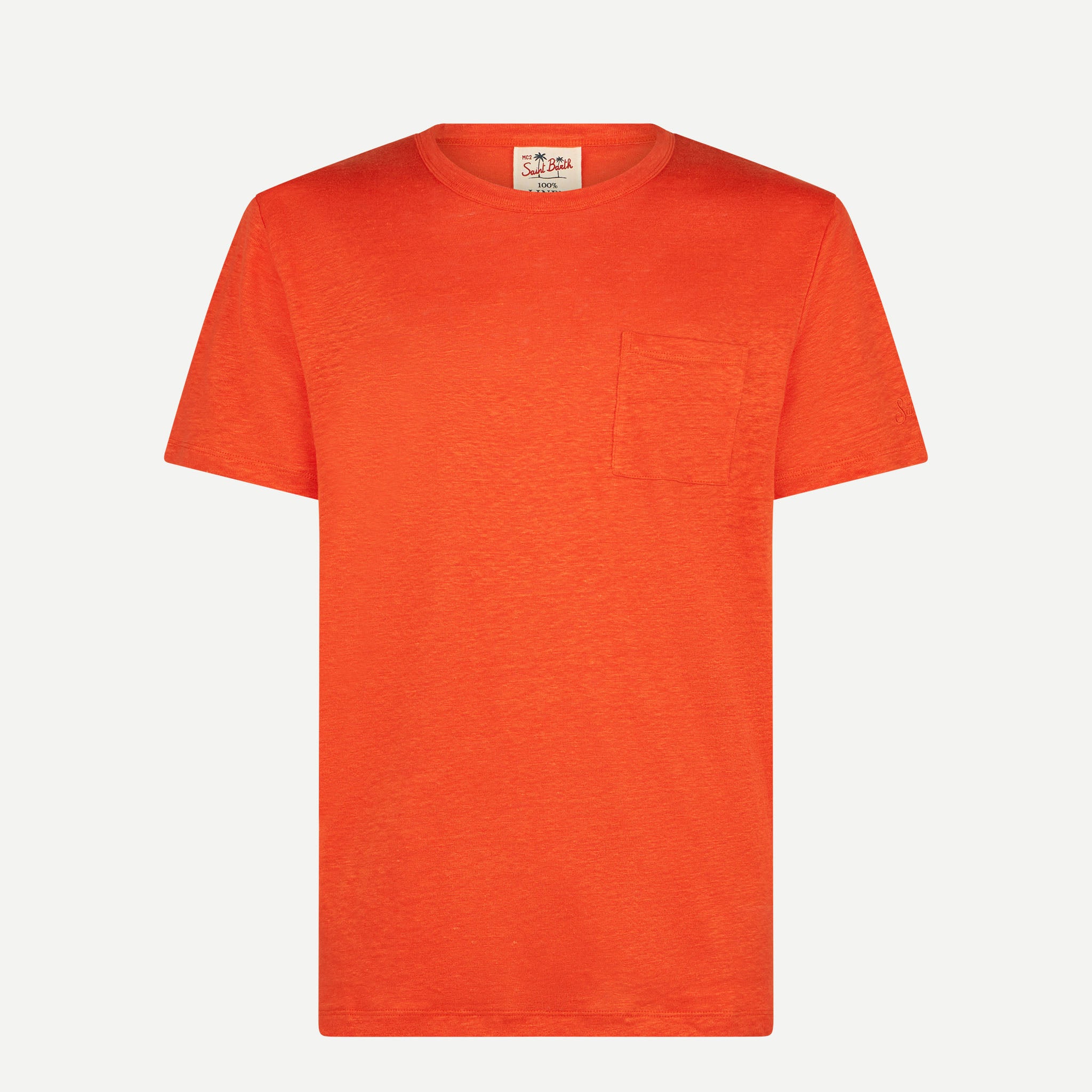 Man Orange Linen Jersey T-shirt