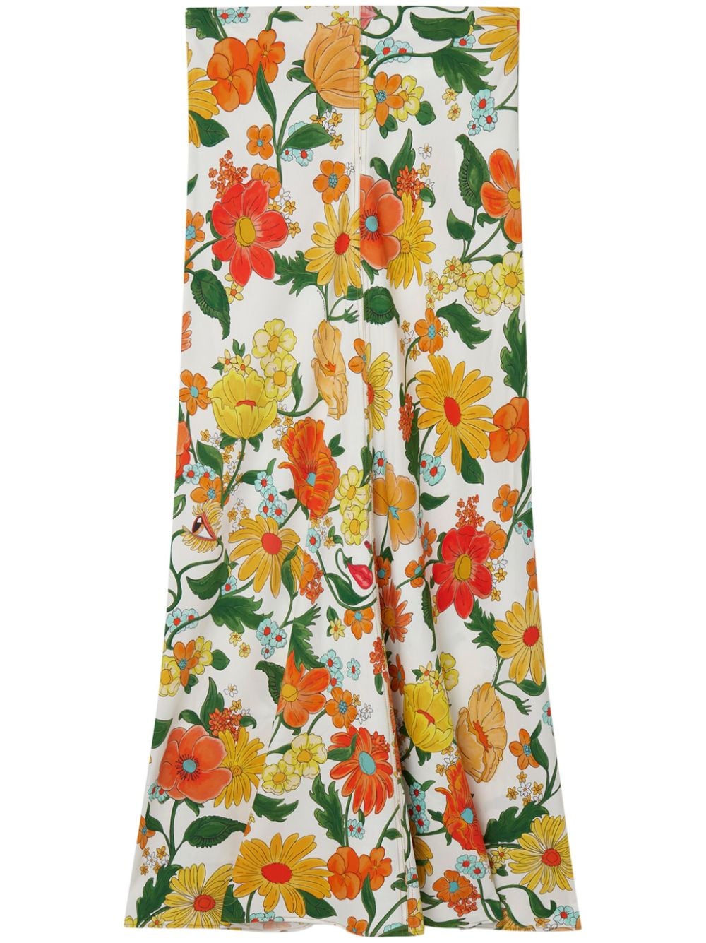 Lady Garden-print Flared Maxi Skirt