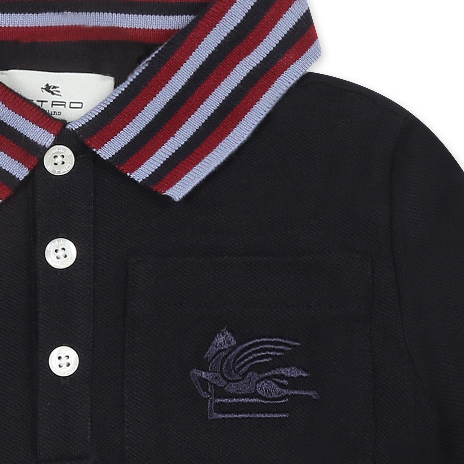 Etro Blue Polo Shirt For Baby Boy With Pegasus In Blue