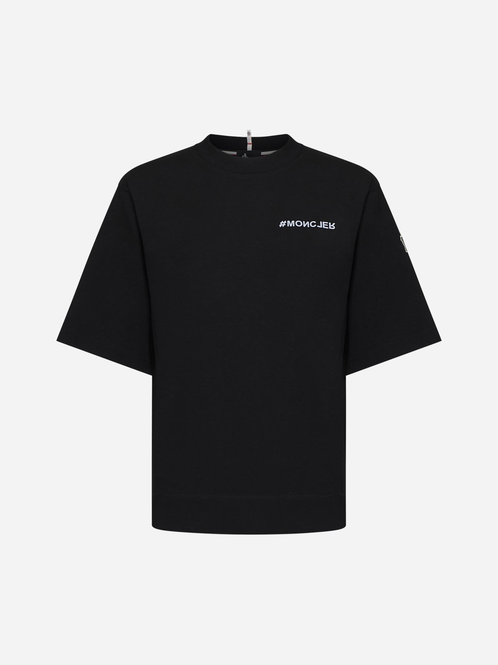 Moncler Grenoble Embossed Logo Cotton Jersey T-shirt In Nero