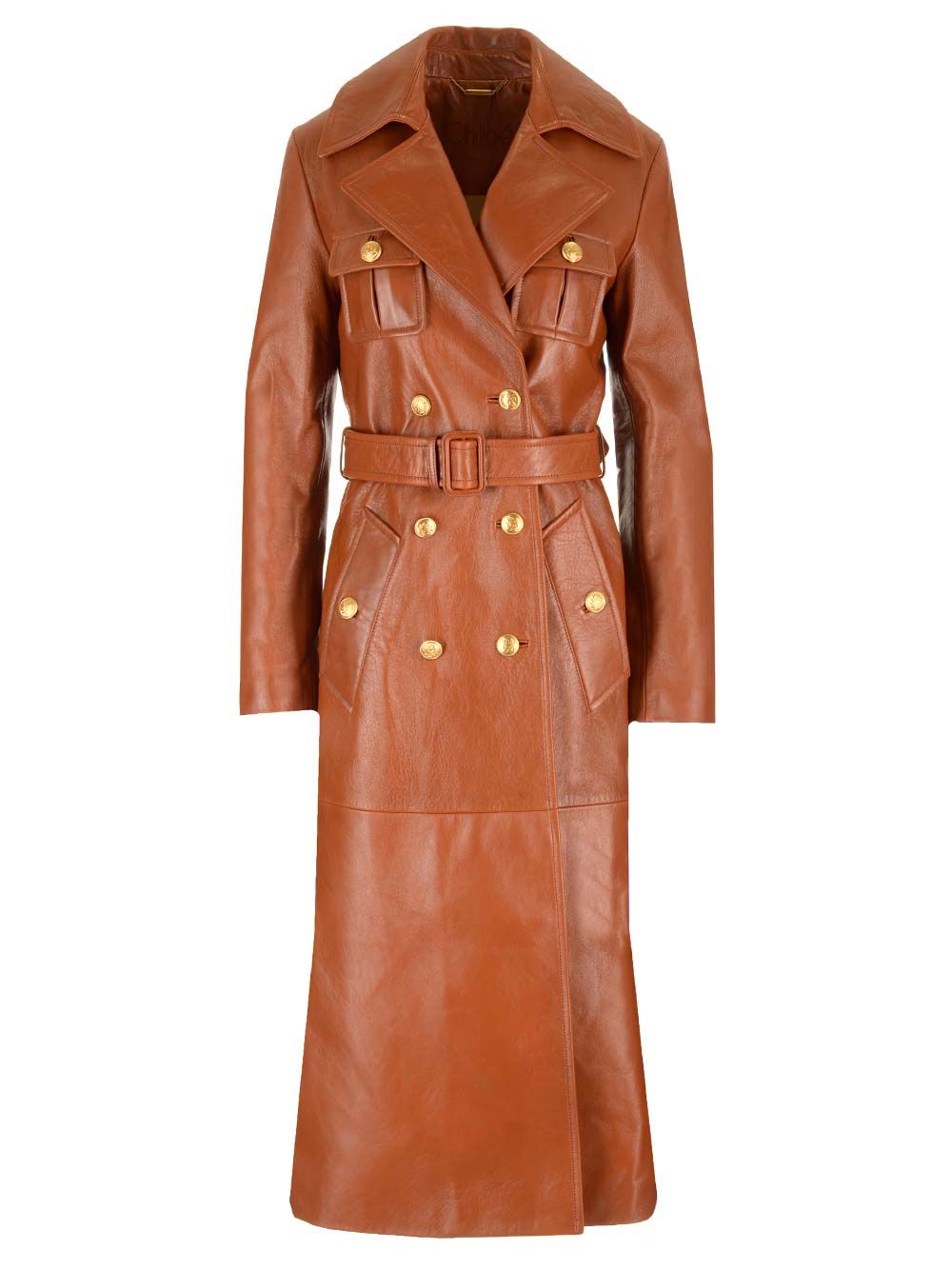 Chloé Leather Military Trench Coat