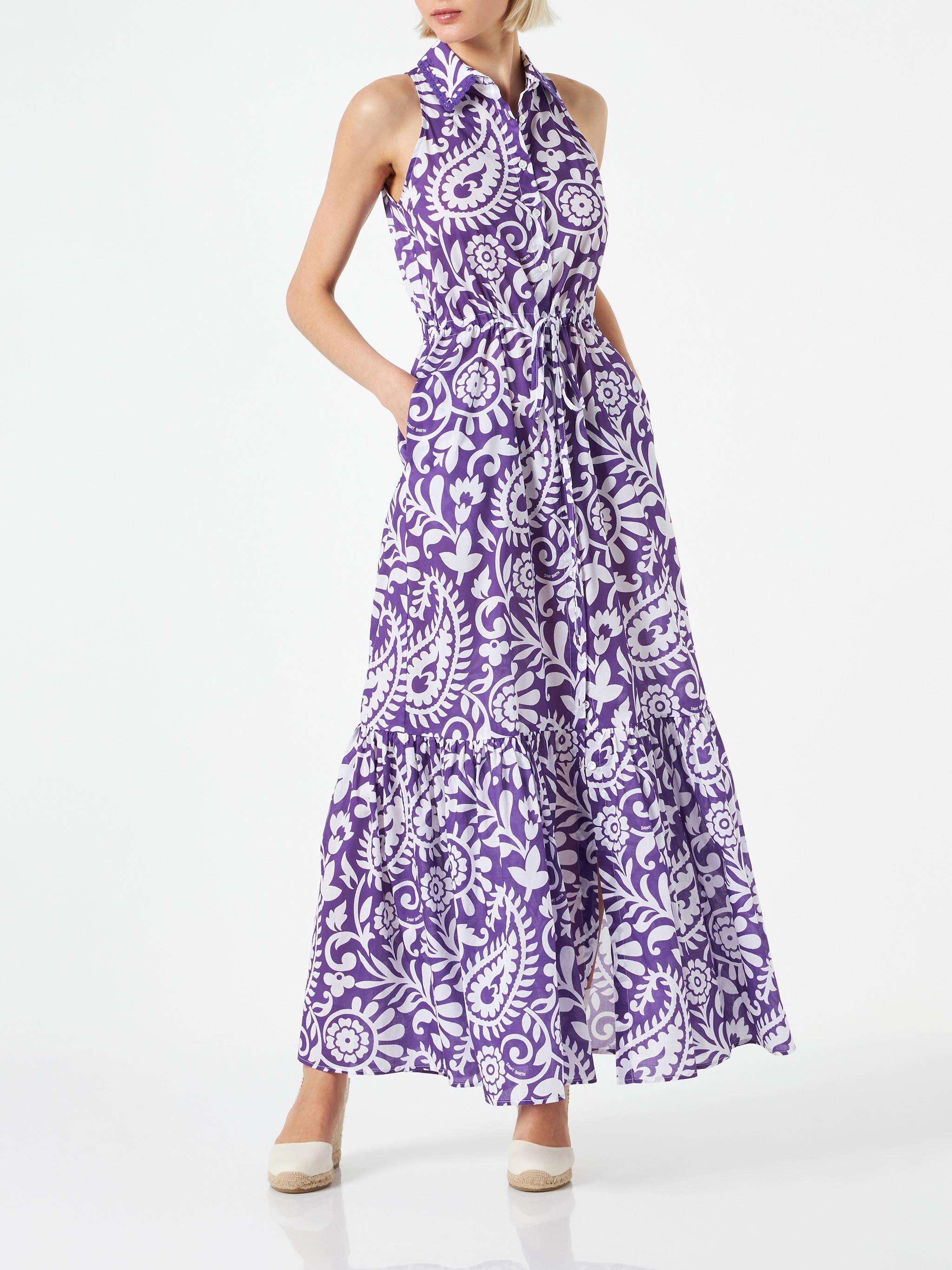 Woman Halterneck Dress With Paisley Print