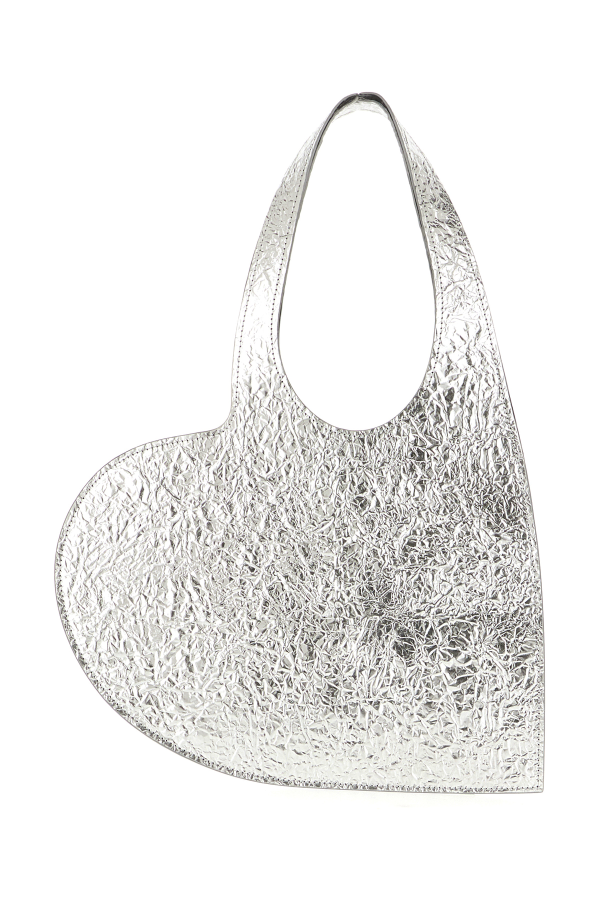 Silver Leather Heart Shoulder Bag