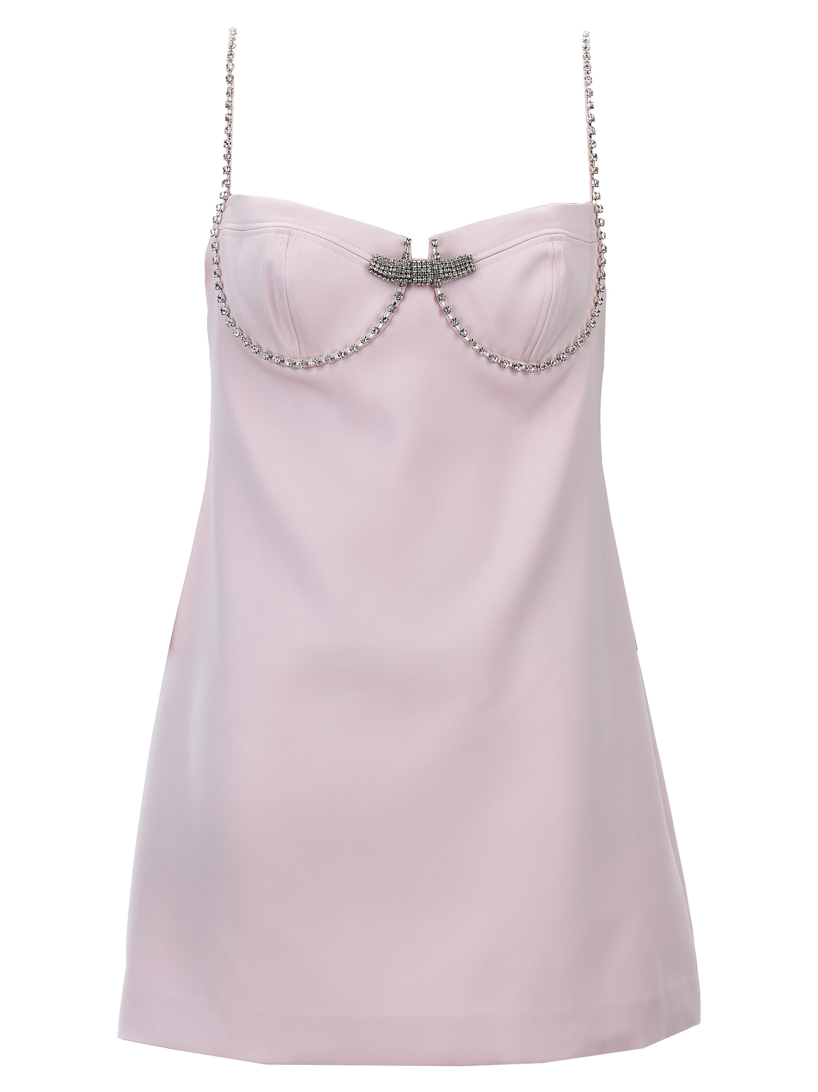 Pink Satin Diamante Mini Dress