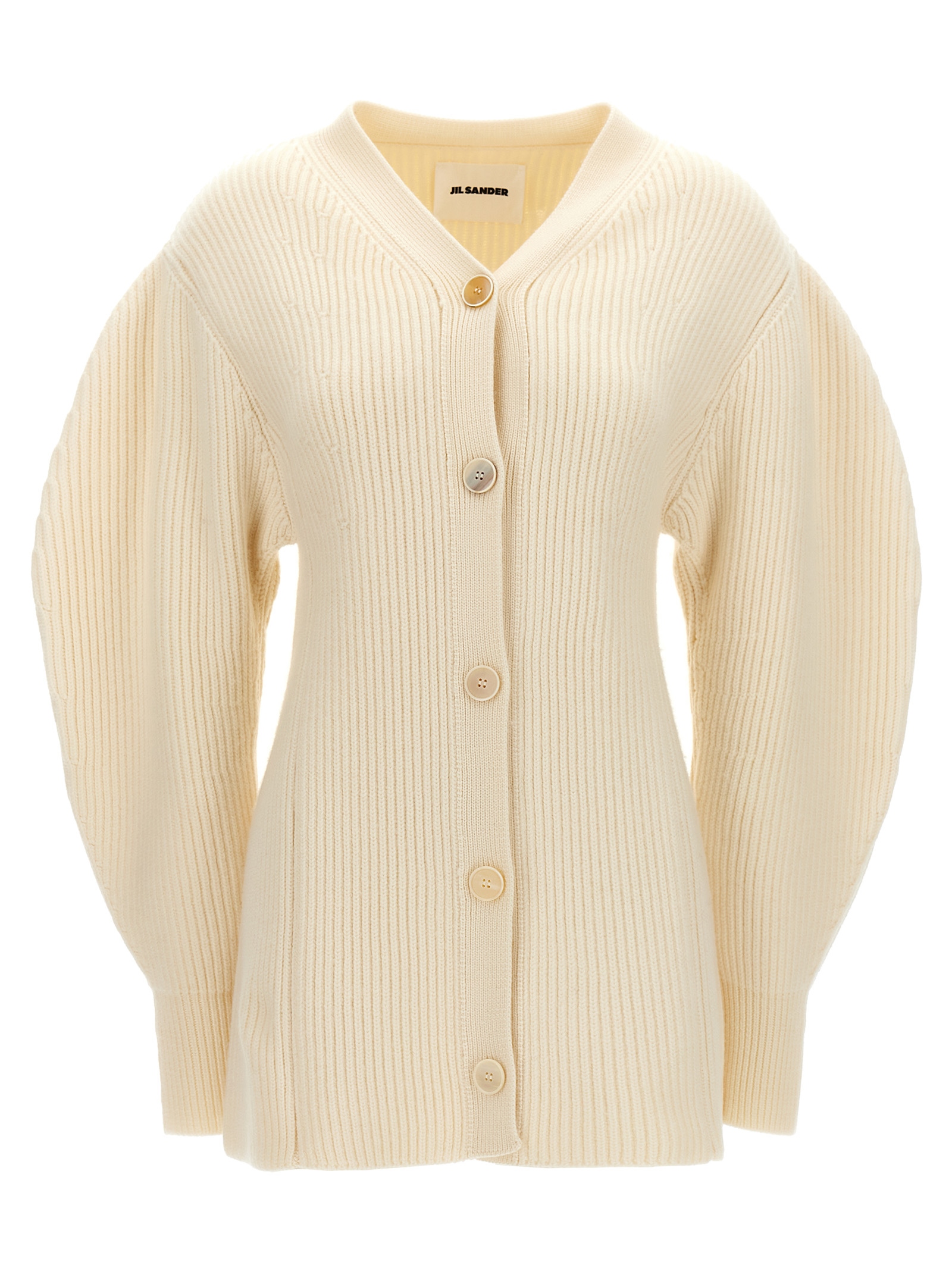 Shop Jil Sander Ribbed Cardigan In Natural