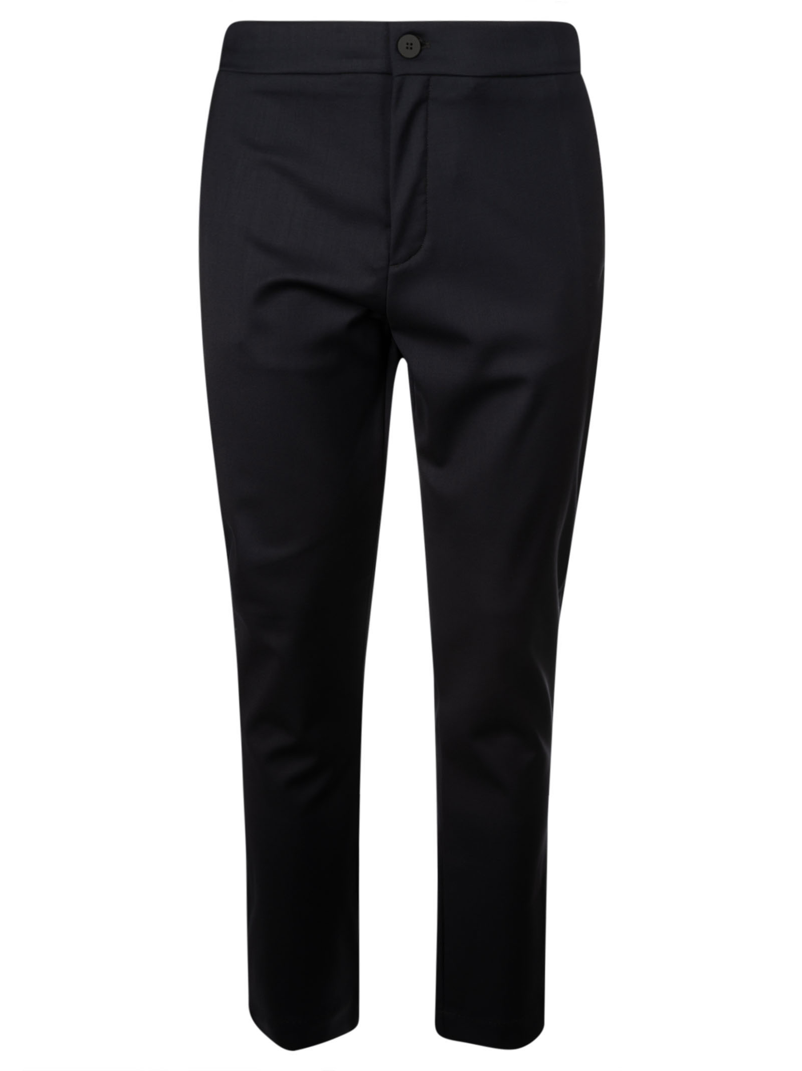 Elastic Waist Cropped Plain Trousers