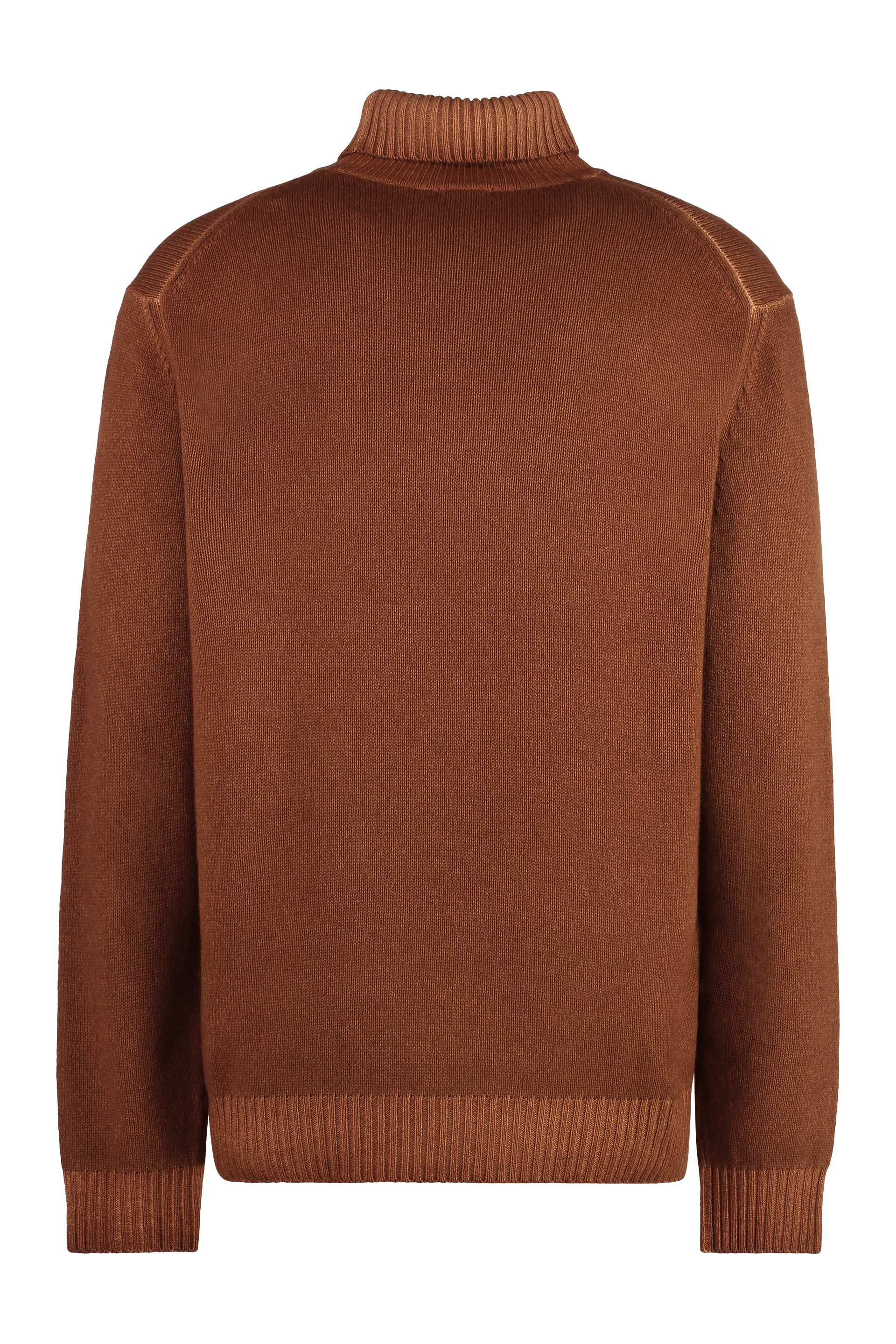 Malo Virgin Wool Turtleneck Sweater In Brown