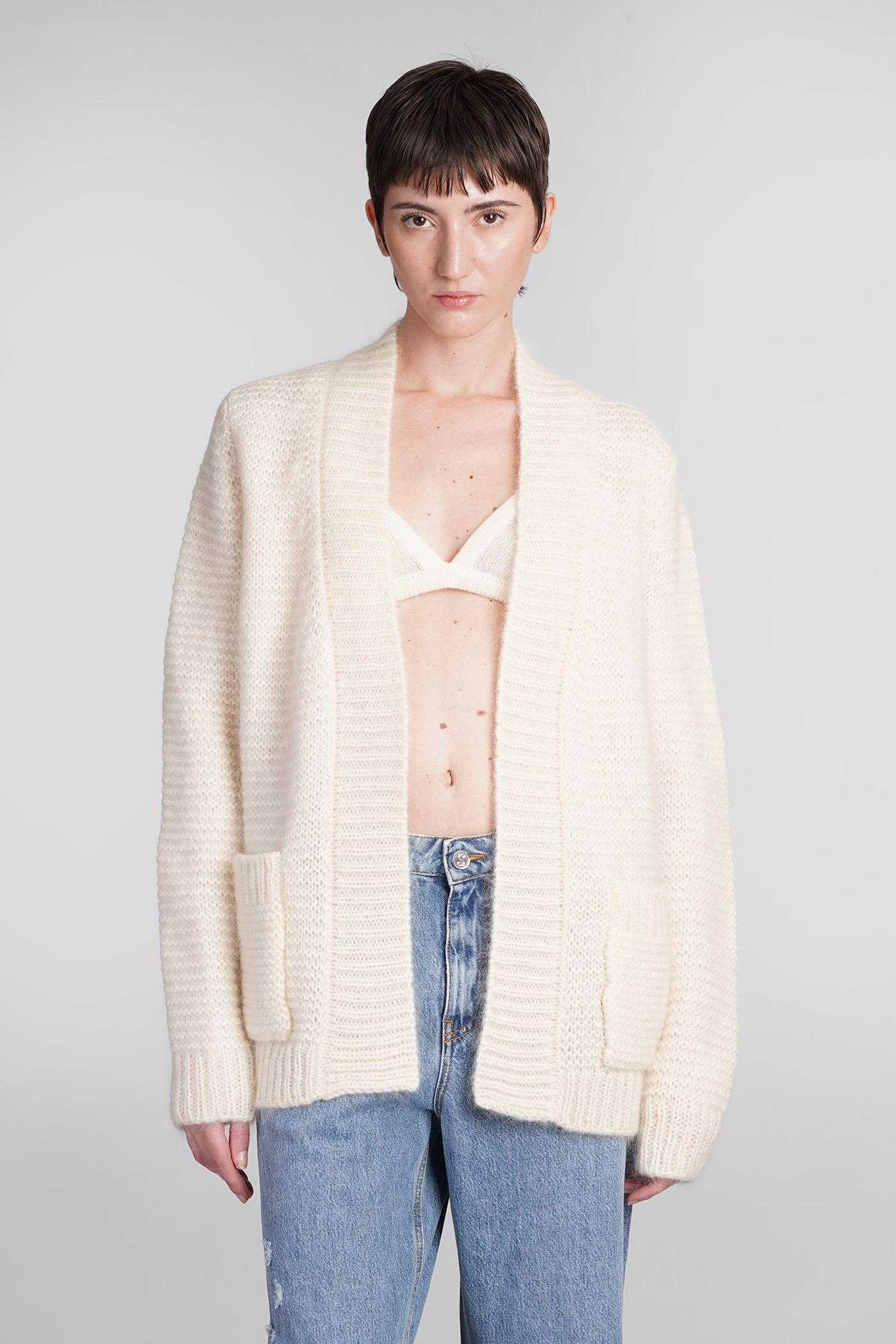 Baima Cardigan In Beige Wool