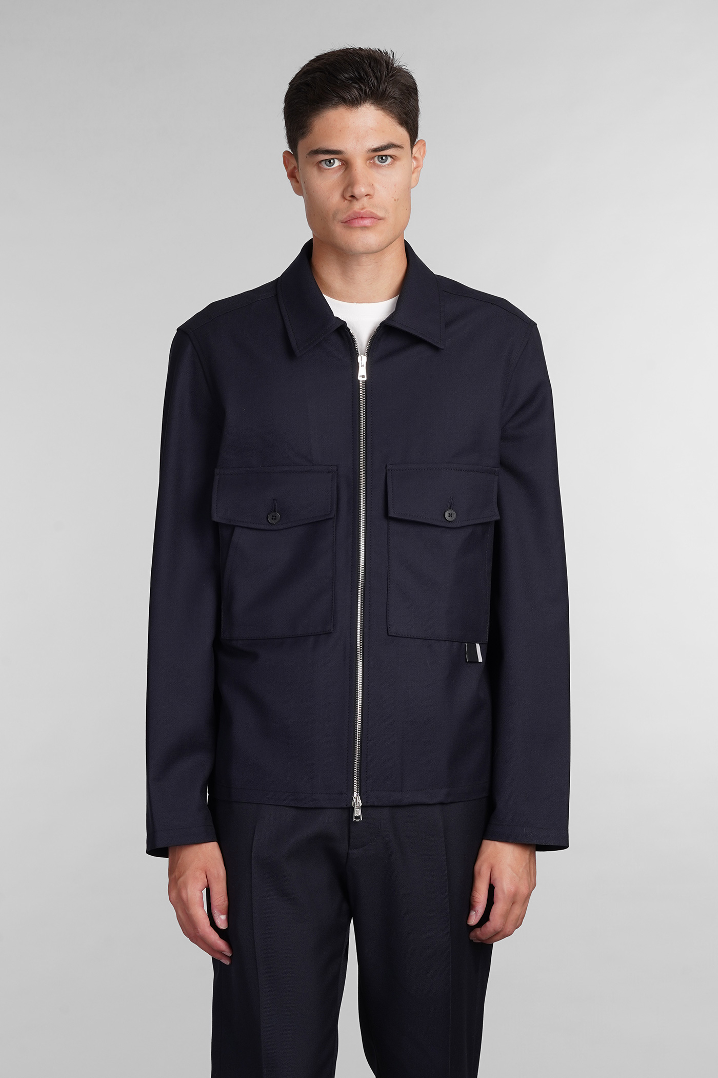 S130 Casual Jacket In Blue Wool