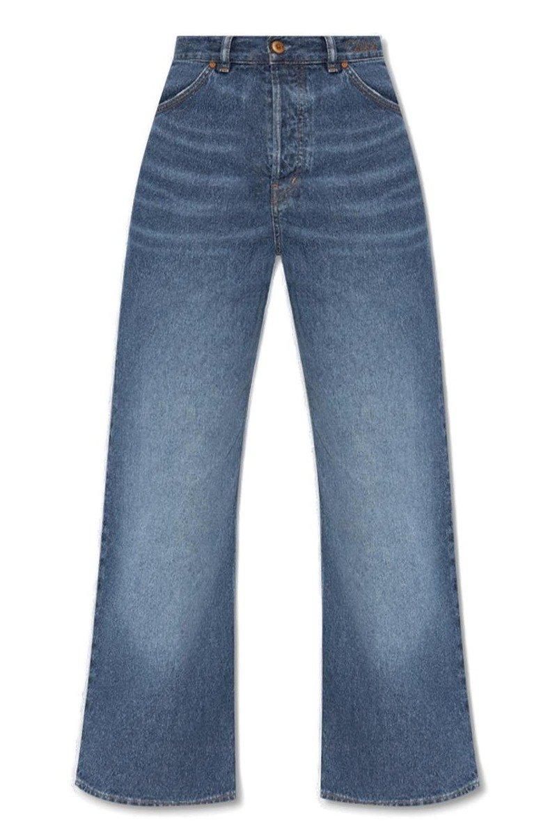 Chloé Logo Embroidered Wide-leg Jeans