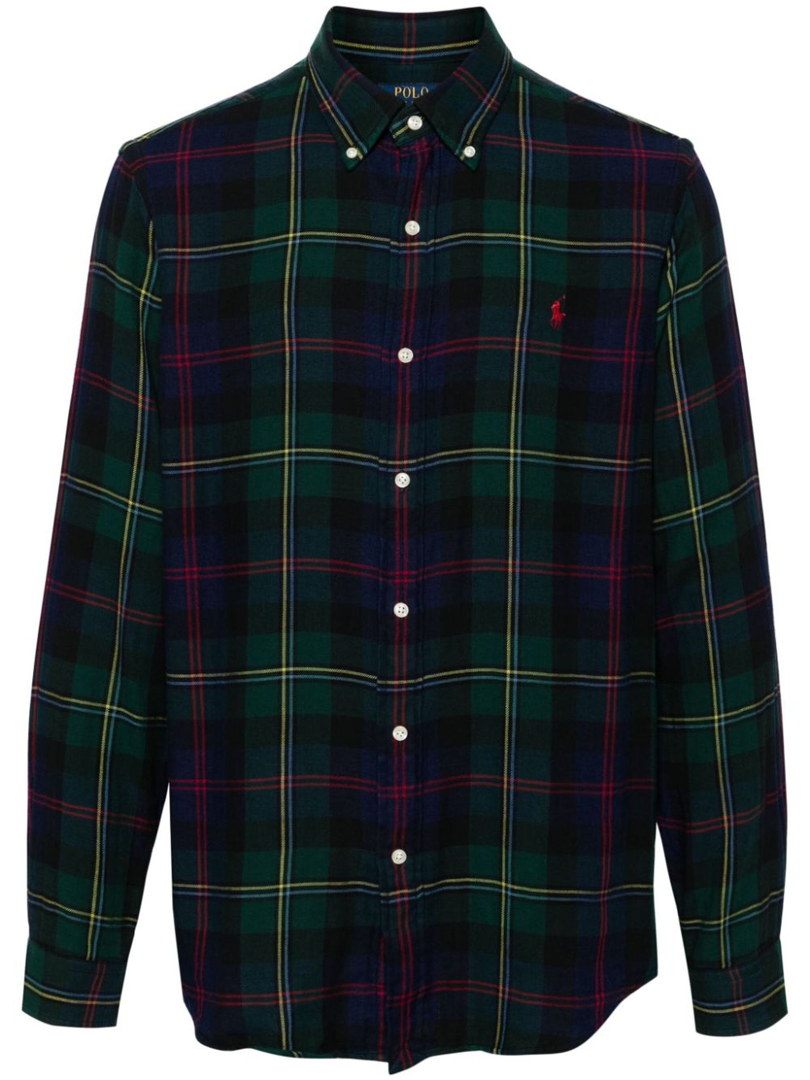 Forest Green And Navy Blue Cotton Shirt