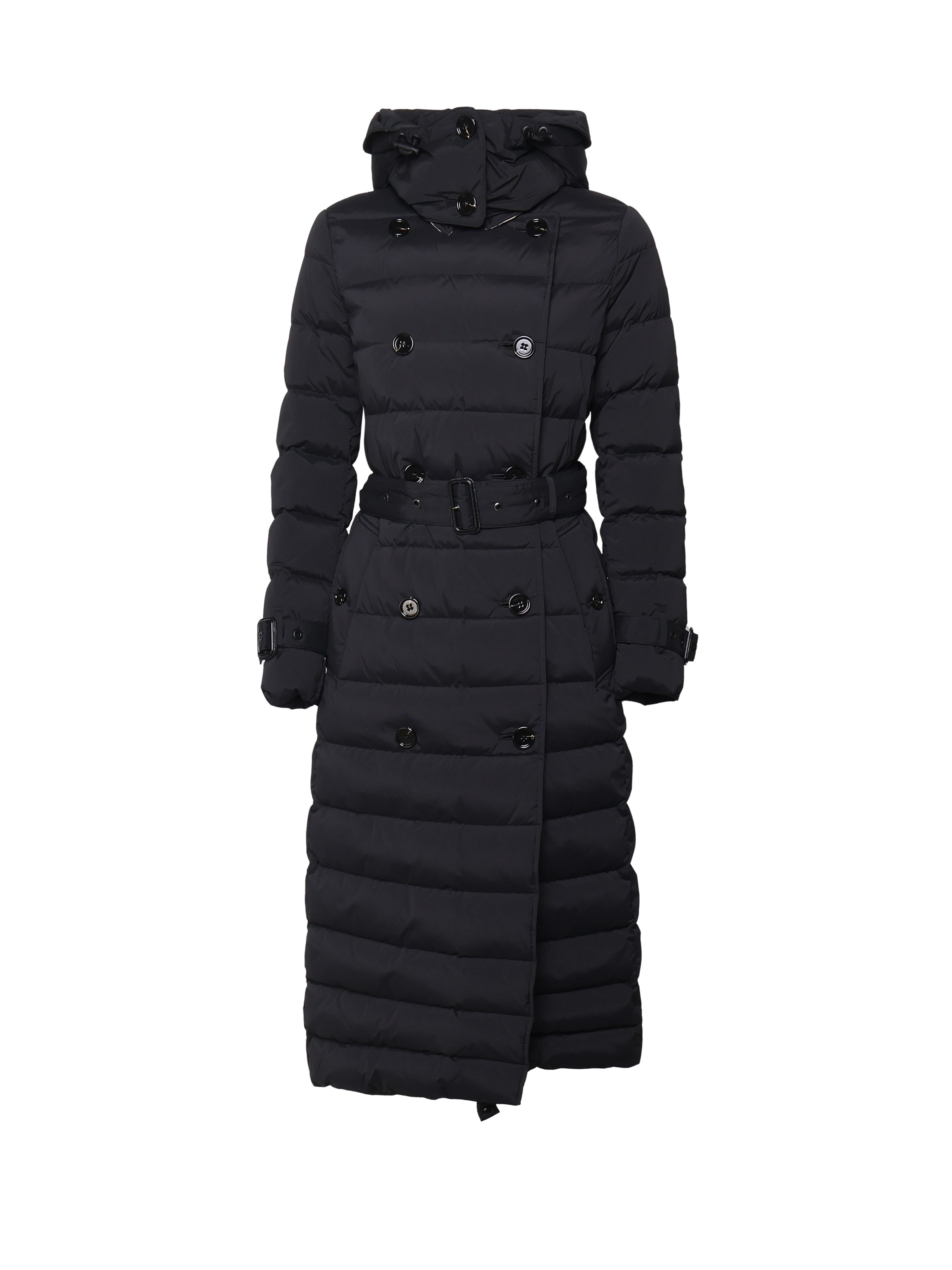 Double Breasted Hooded Belted Down Coat