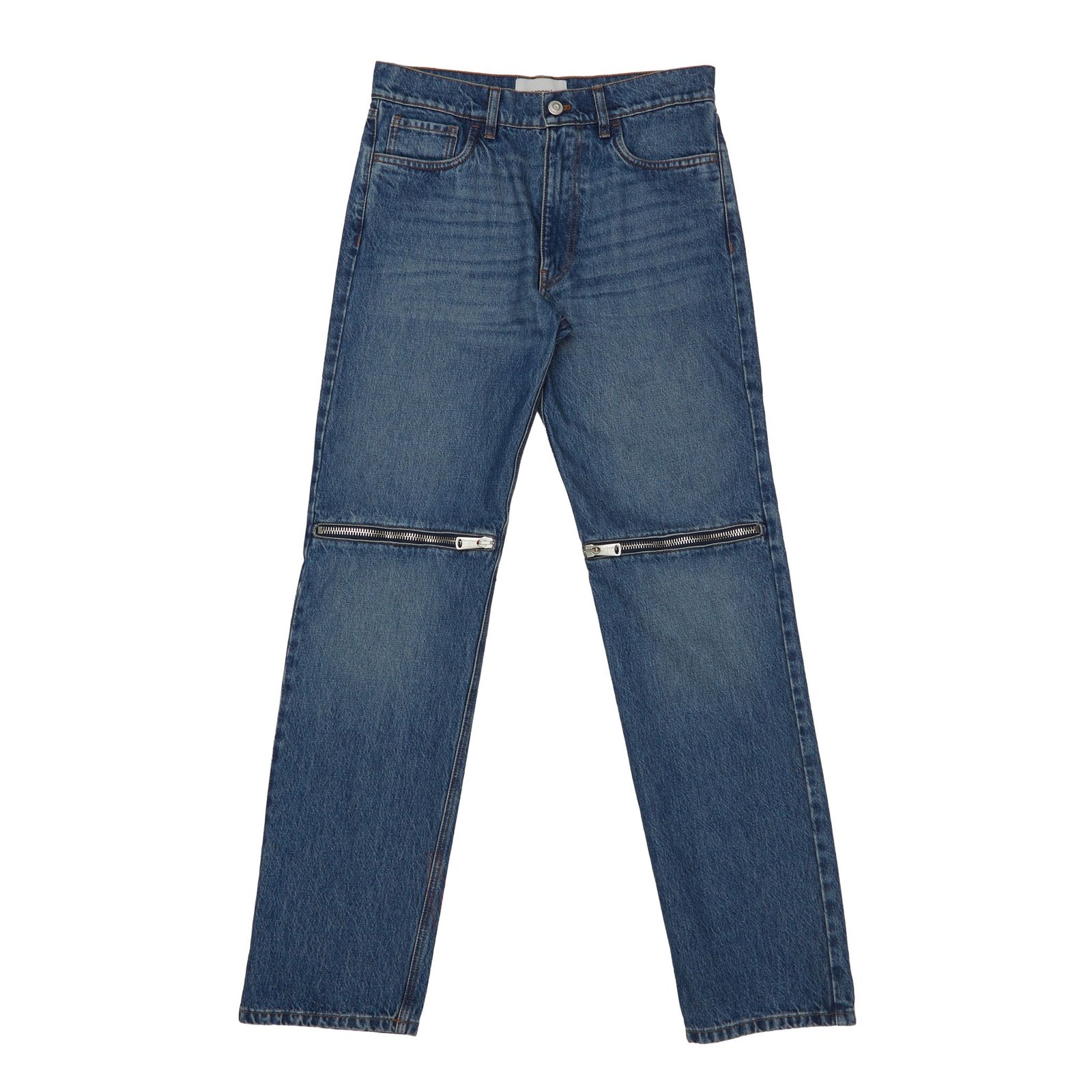 Zip-opened Straight-leg Jeans