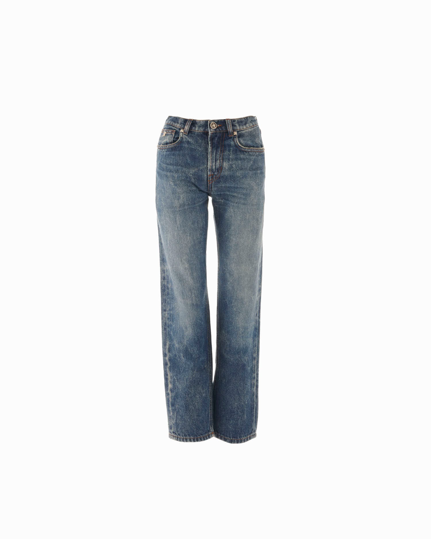 Straight Leg Jeans With Faded Wash